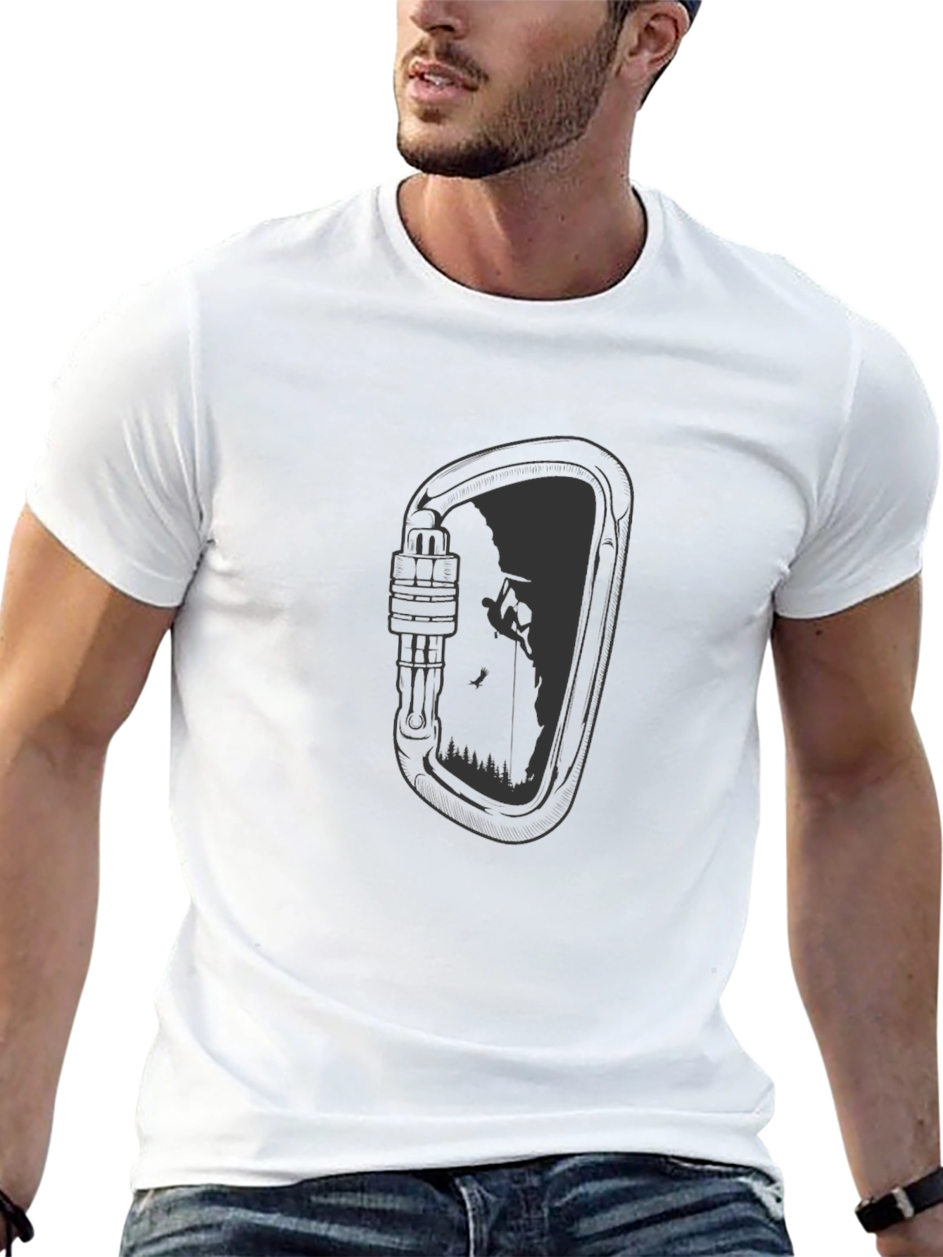 Black Climbing Carabiner Graphic T-Shirt view 13