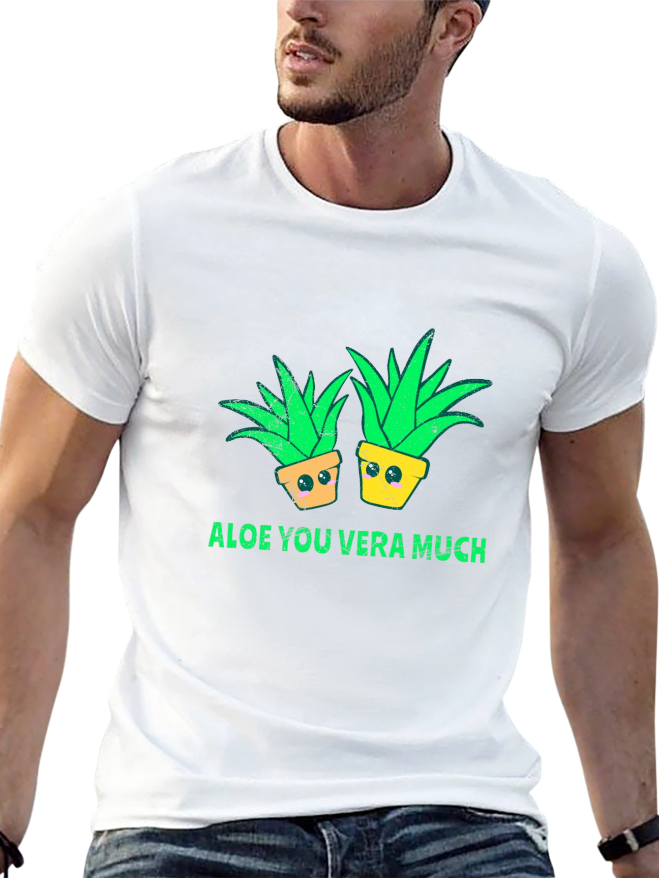 Black Aloe You Vera Much T-Shirt - Black Plant Pun Tee view 13