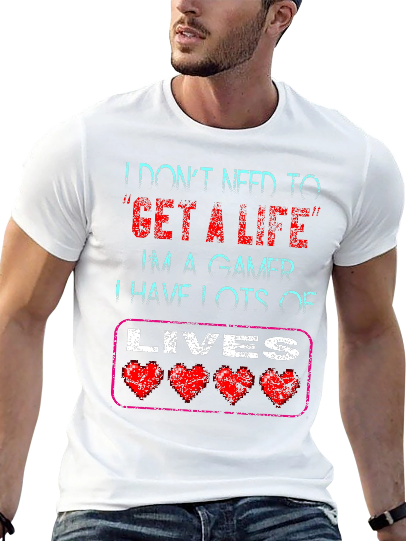 Black Gamer T-Shirt - I Don't Need a Life, I Have Lots of Lives! view 13