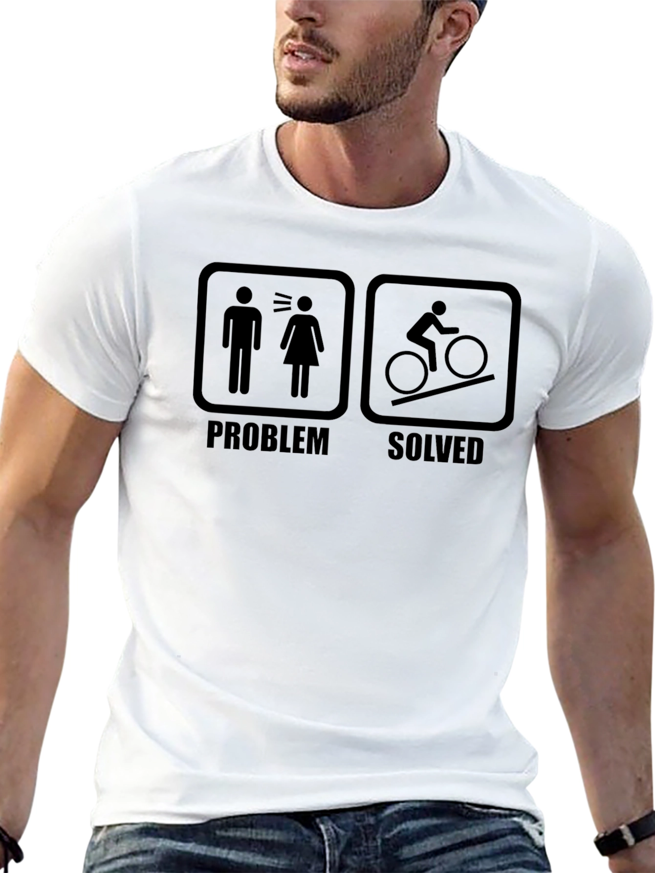 Black Problem Solved Cycling T-Shirt - Humorous Biker Tee view 13