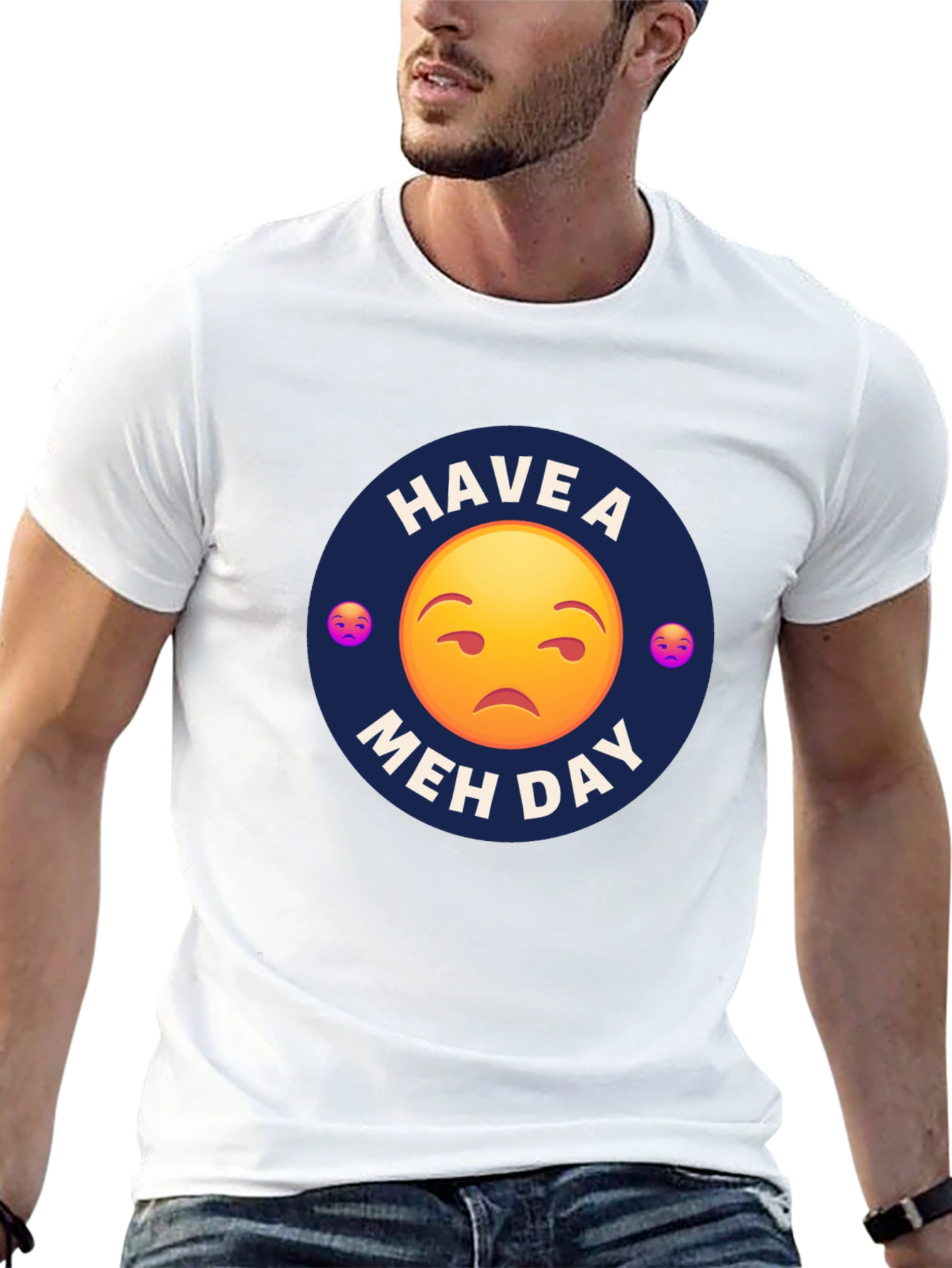 Black Have a Meh Day T-Shirt - Unisex Black Tee view 13