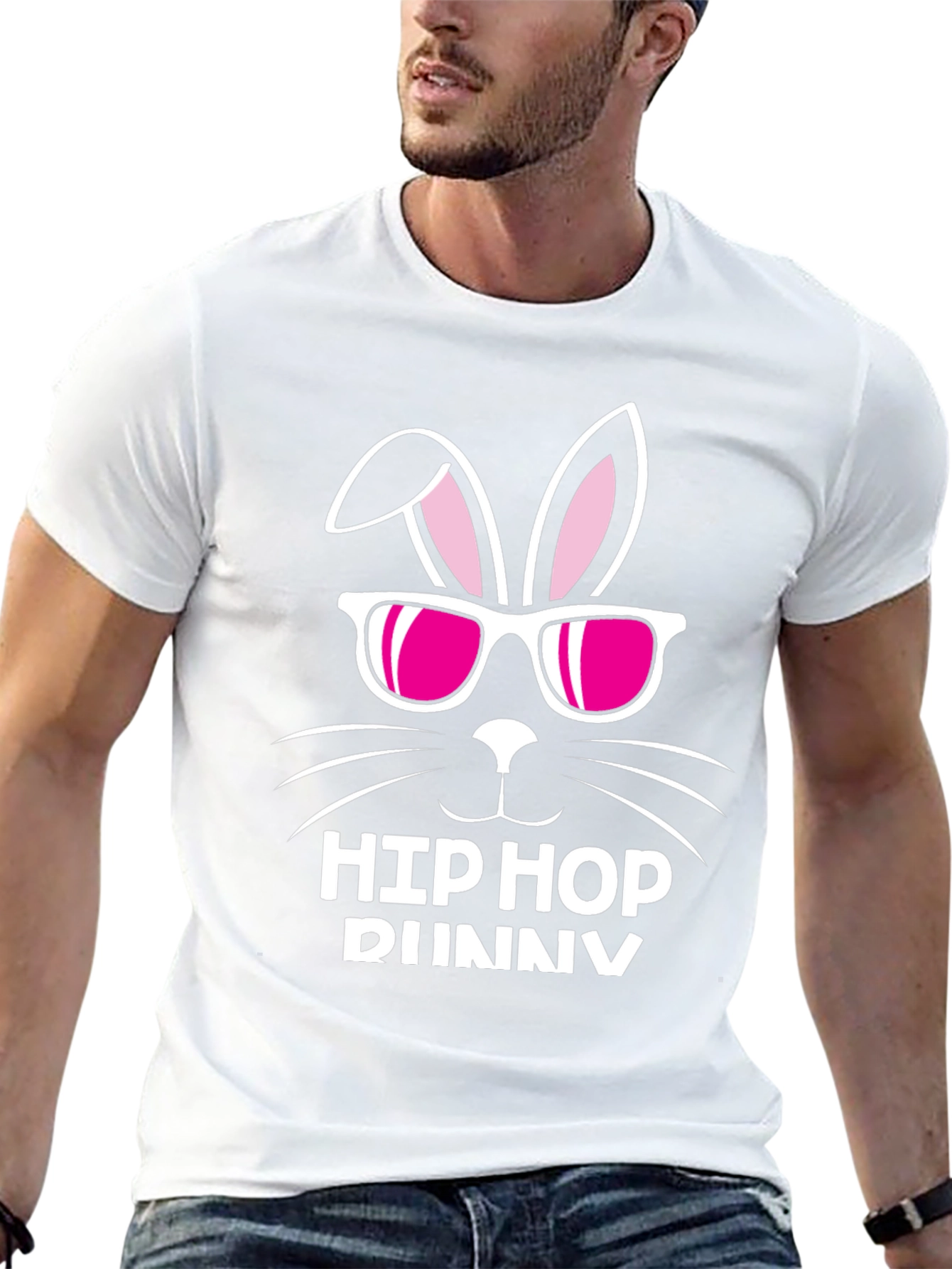 Black Hip Hop Bunny T-Shirt: Cool Easter Style view 13