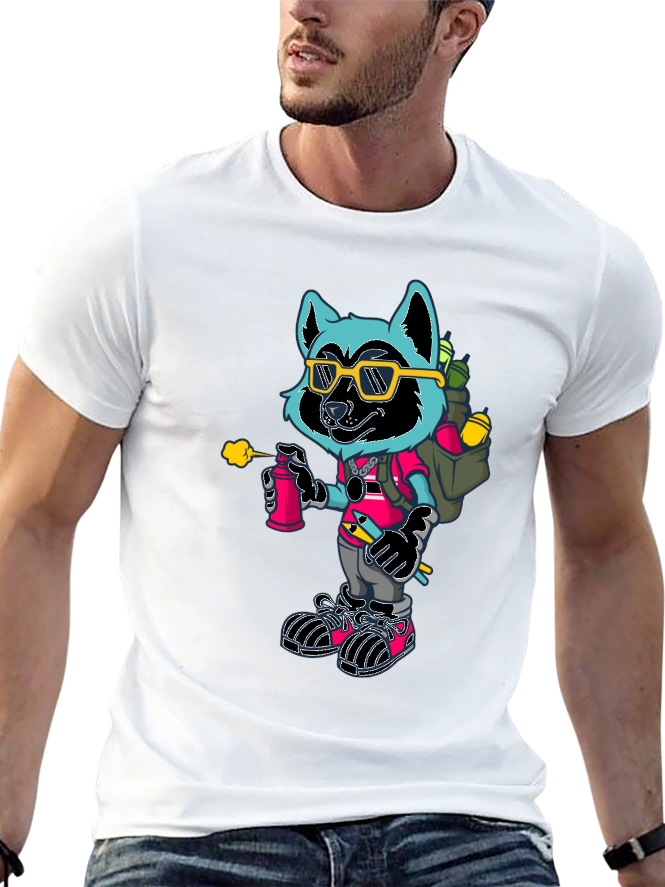 Black Cool Raccoon Graphic Tee view 13