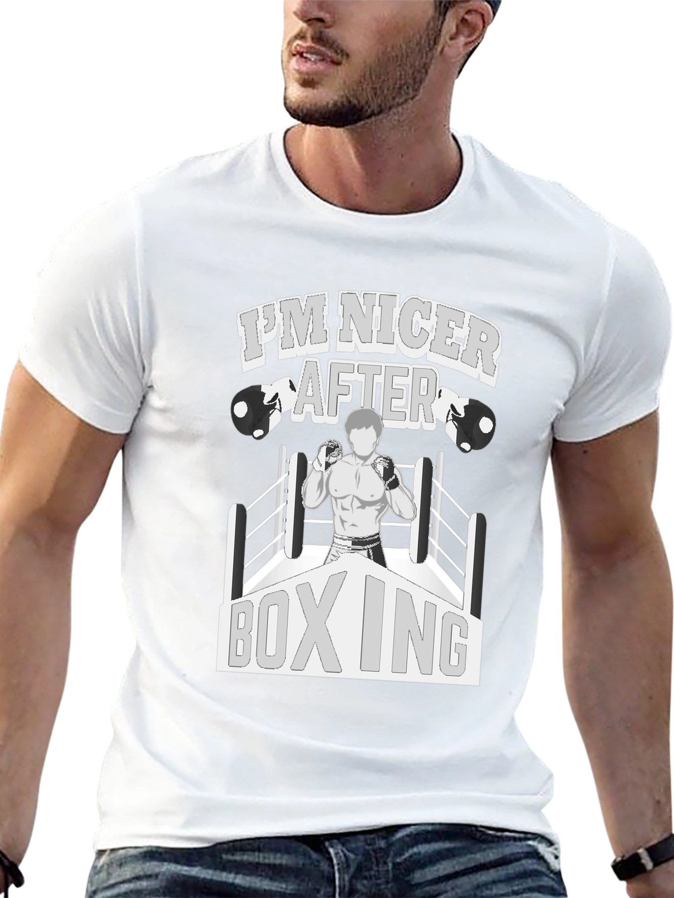 Black I'm Nicer After Boxing Graphic T-Shirt view 13