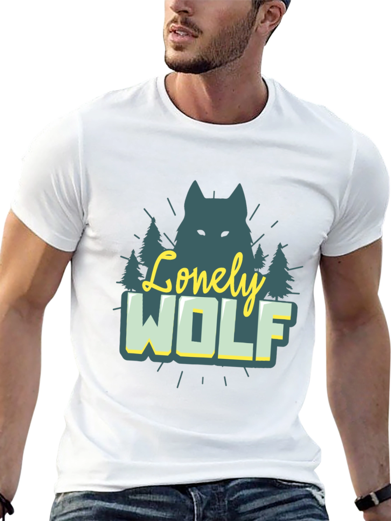 Black Lonely Wolf Graphic Tee - Nature Inspired Black T-Shirt view 13