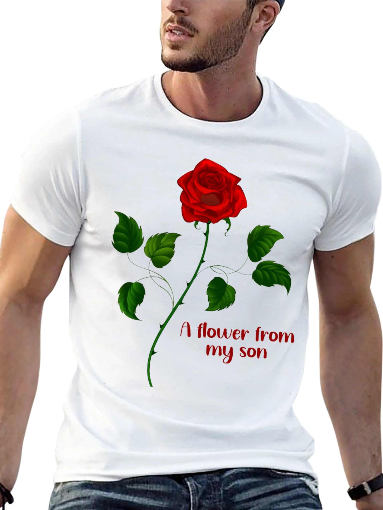Black Rose Flower From My Son Graphic Tee view 13