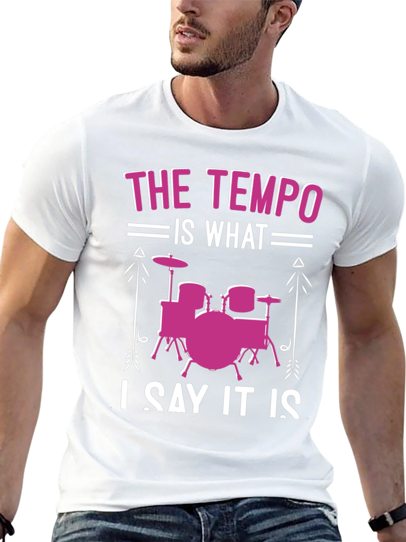 Black The Tempo is What I Say It Is Drummer T-Shirt view 13