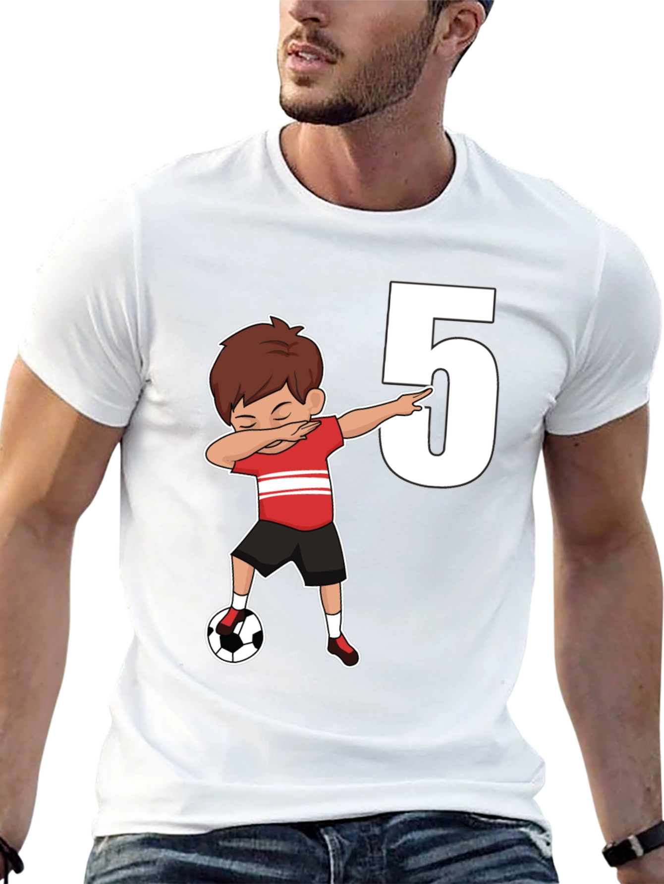 Black Kids 5th Birthday Soccer Dab T-Shirt view 13