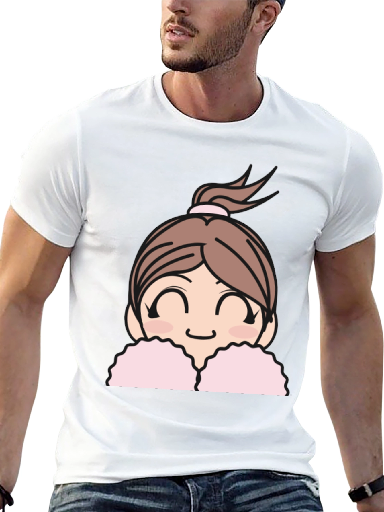 Black Cute Anime Girl Graphic Black T-Shirt view 13