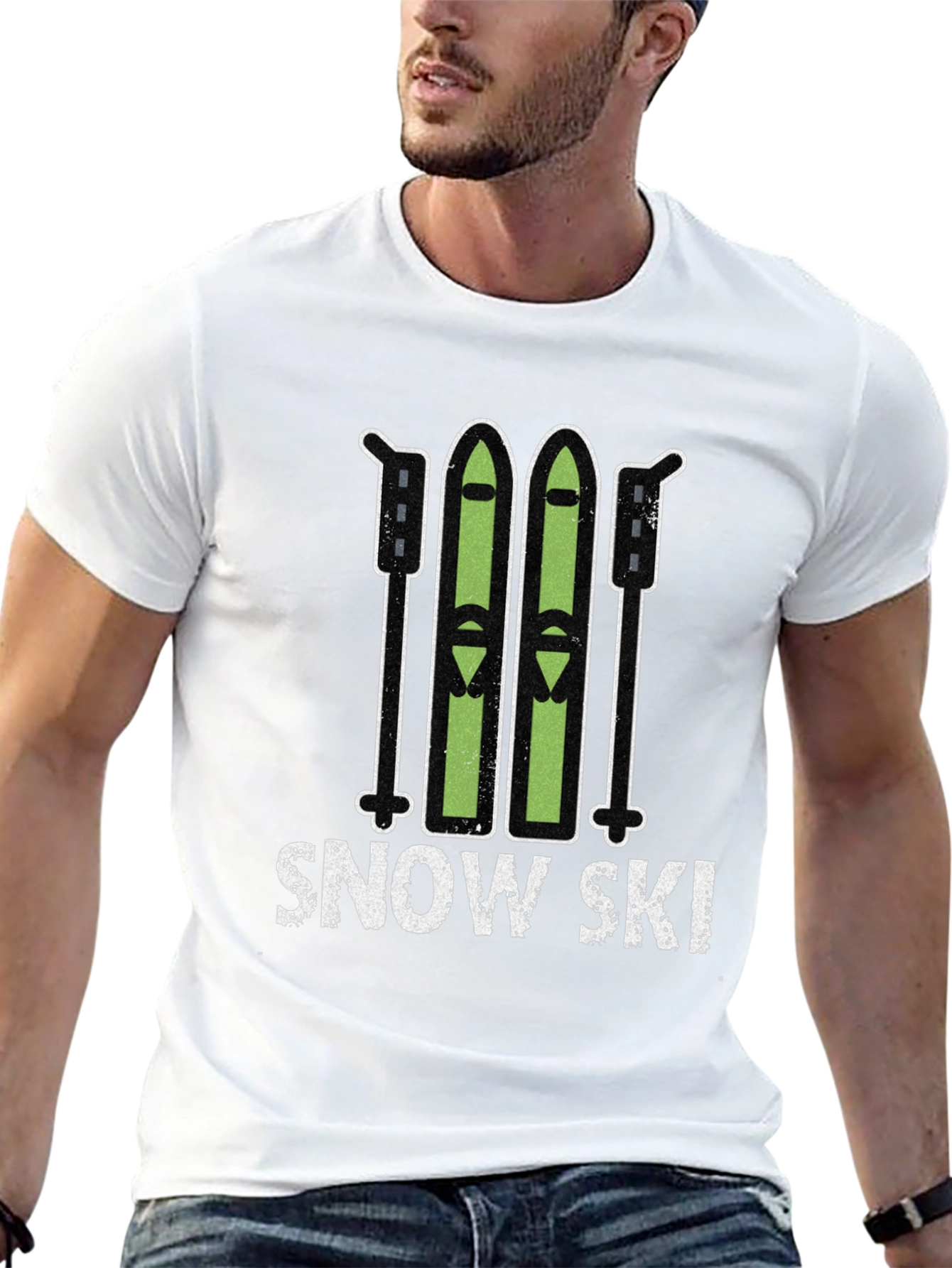 Black Snow Ski Graphic Tee - Winter Sports T-Shirt view 13