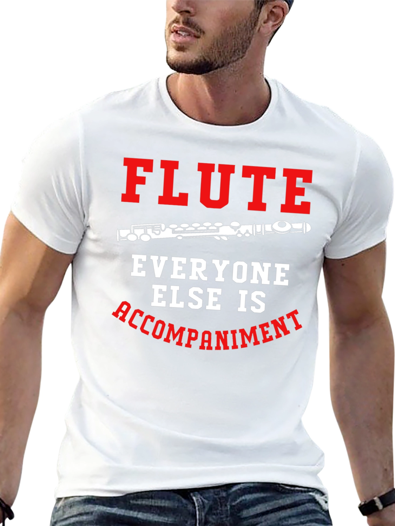 Black Flute Player T-Shirt: Everyone Else Accompaniment view 13