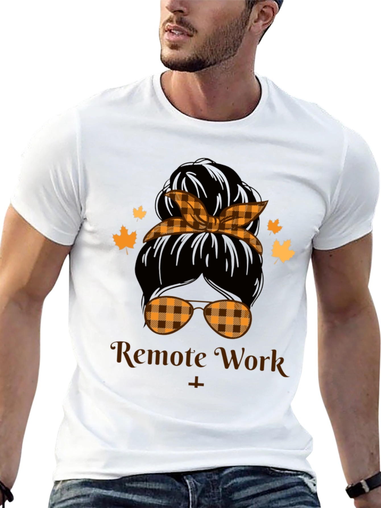 Remote Work Messy Bun T-Shirt - 13