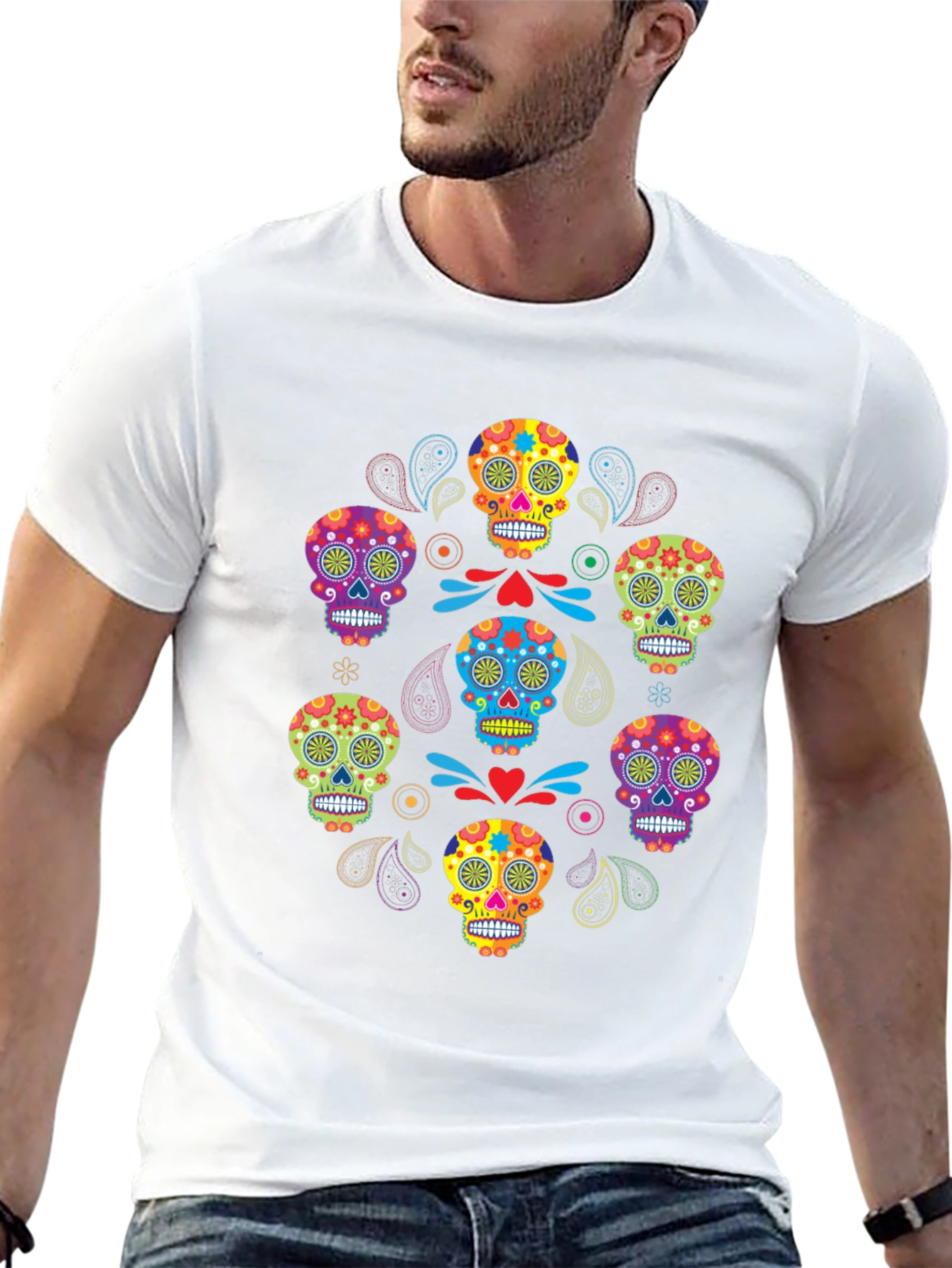 Black Sugar Skull T-Shirt - Day of the Dead view 13