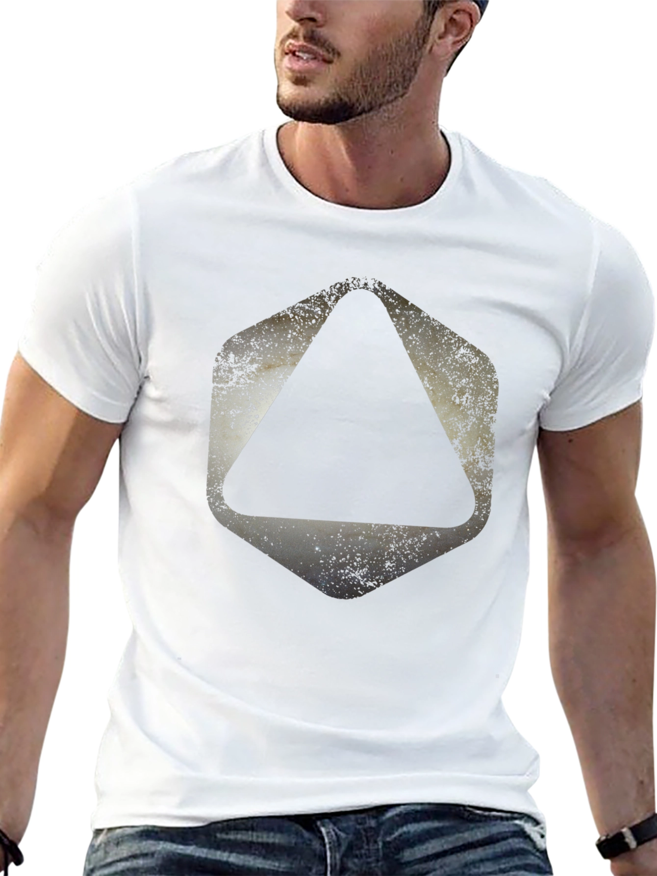 Black Geometric Graphic Print Black T-Shirt view 13