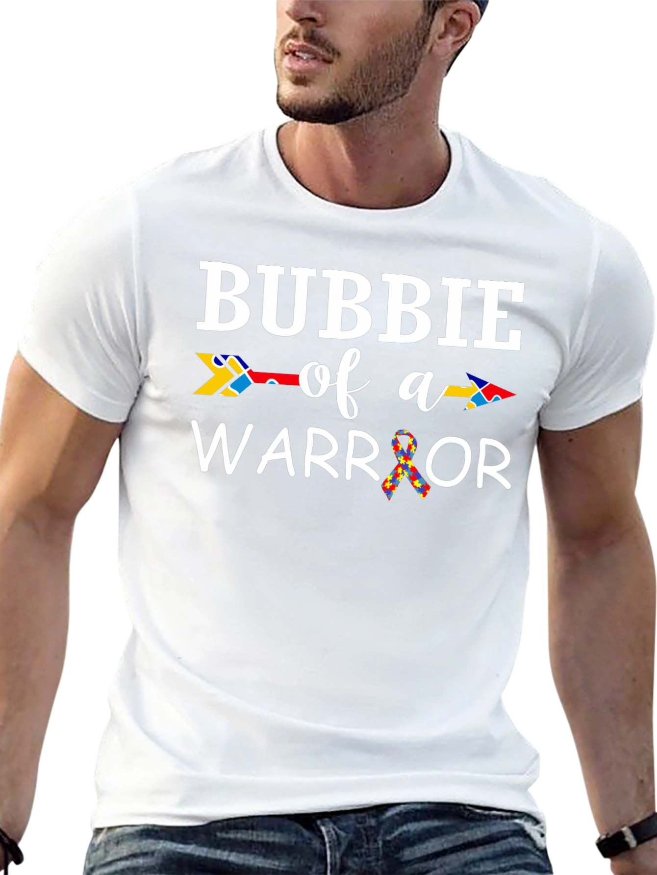 Black Bubbie of a Warrior Autism Awareness T-Shirt view 13