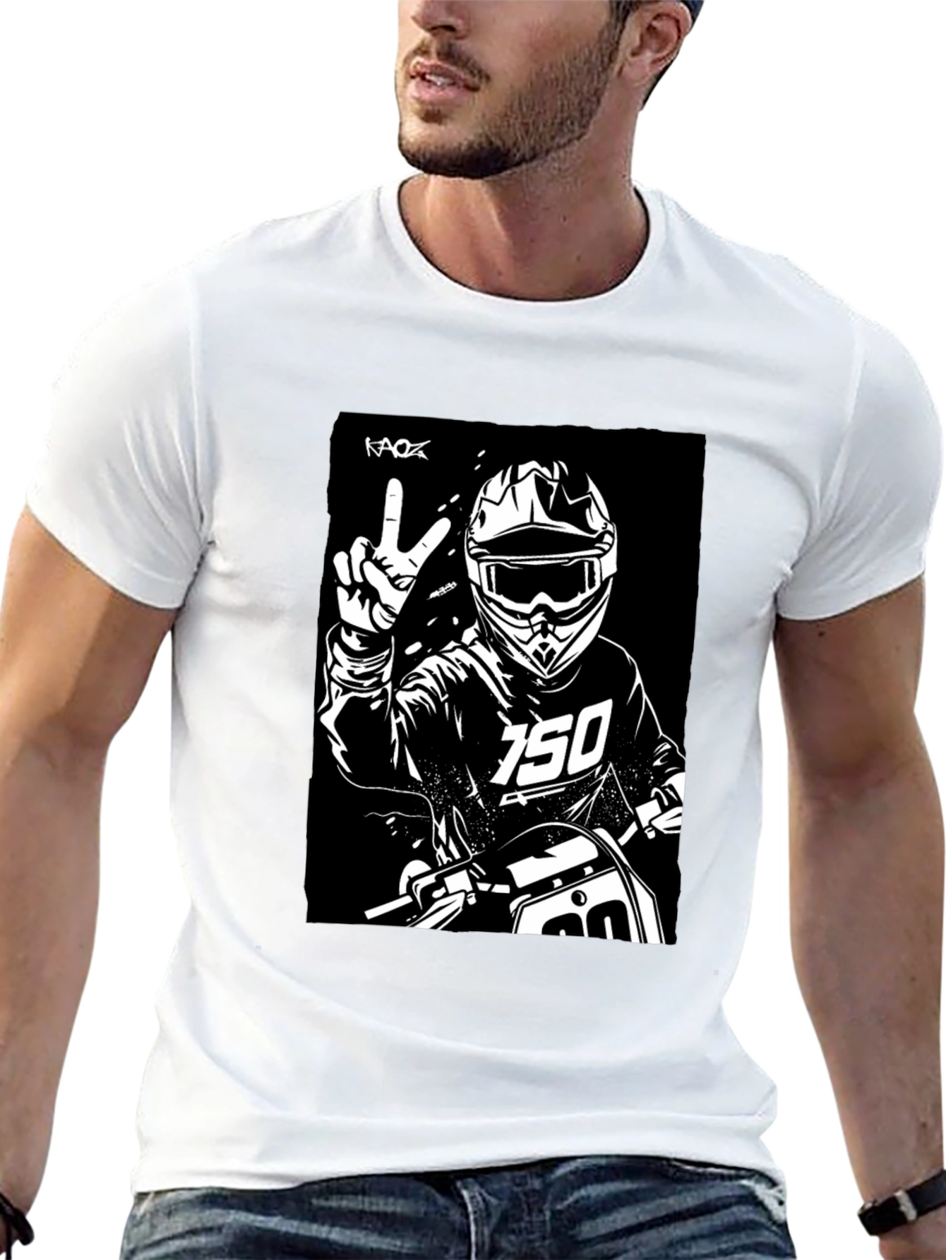 Black Black Motocross Rider Graphic Tee view 13
