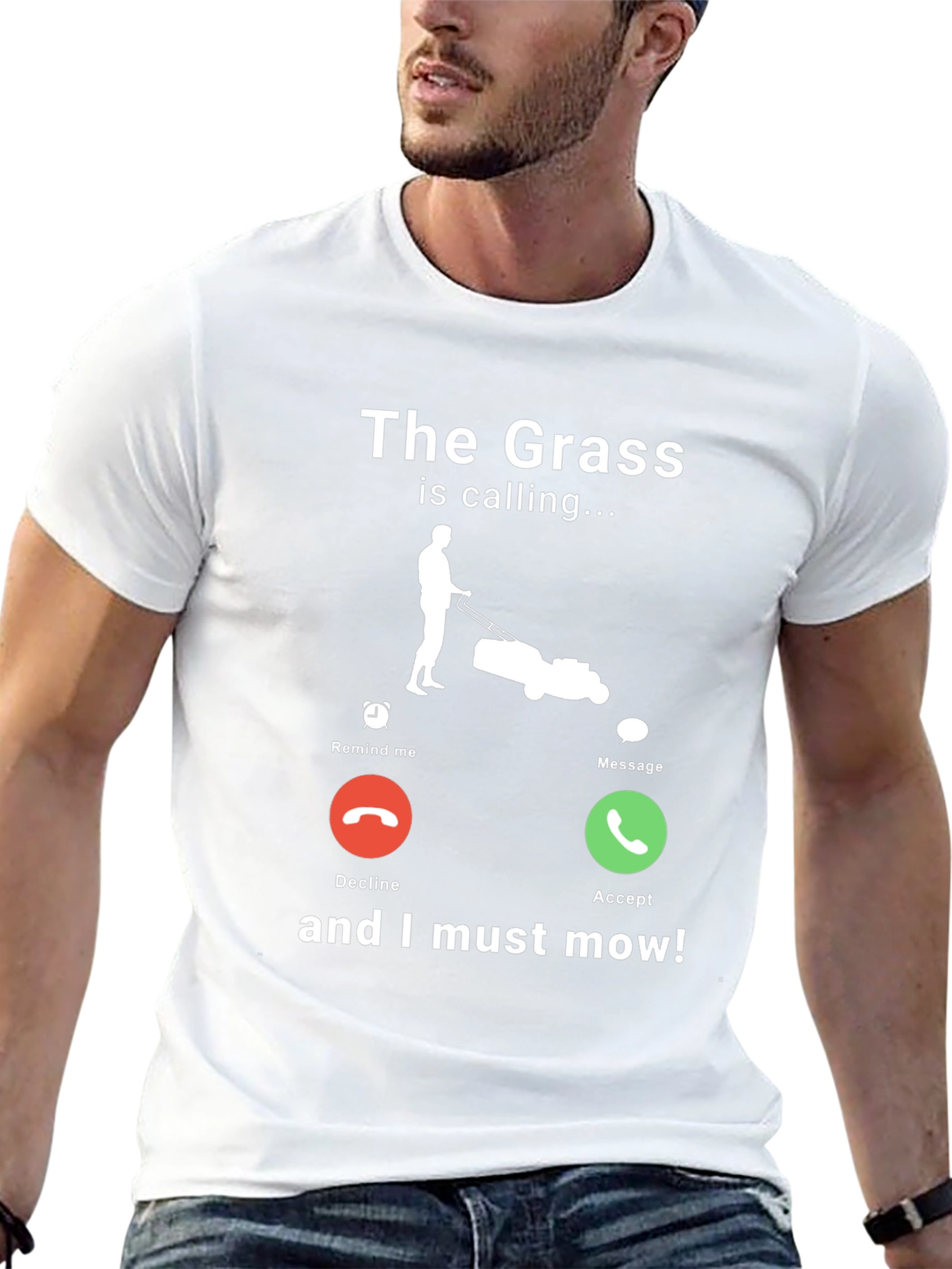Black The Grass is Calling Funny Lawn Mowing T-Shirt view 13