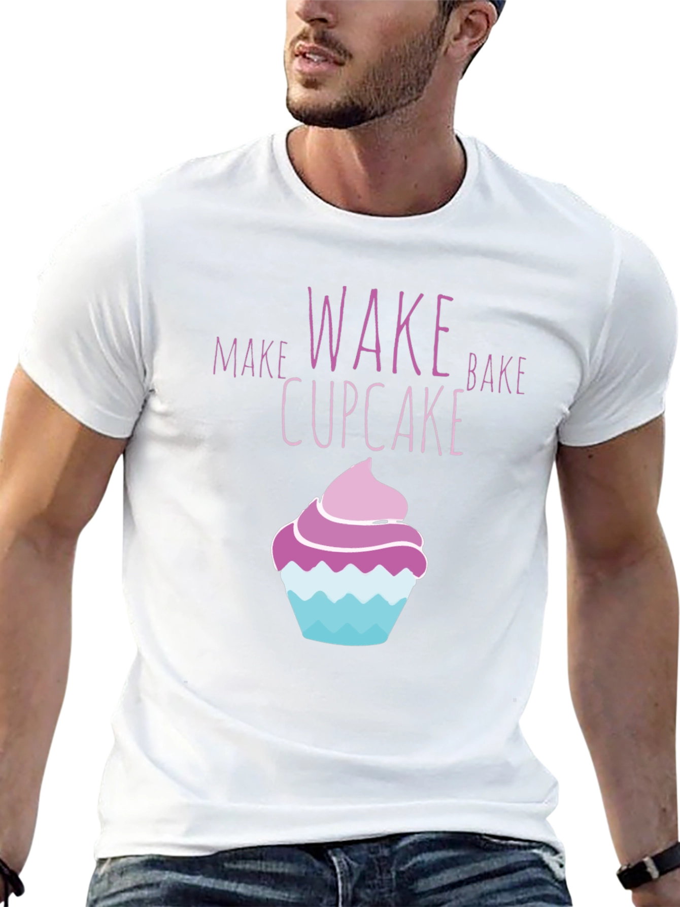 Black Wake Bake Cupcake Graphic T-Shirt - Black view 13