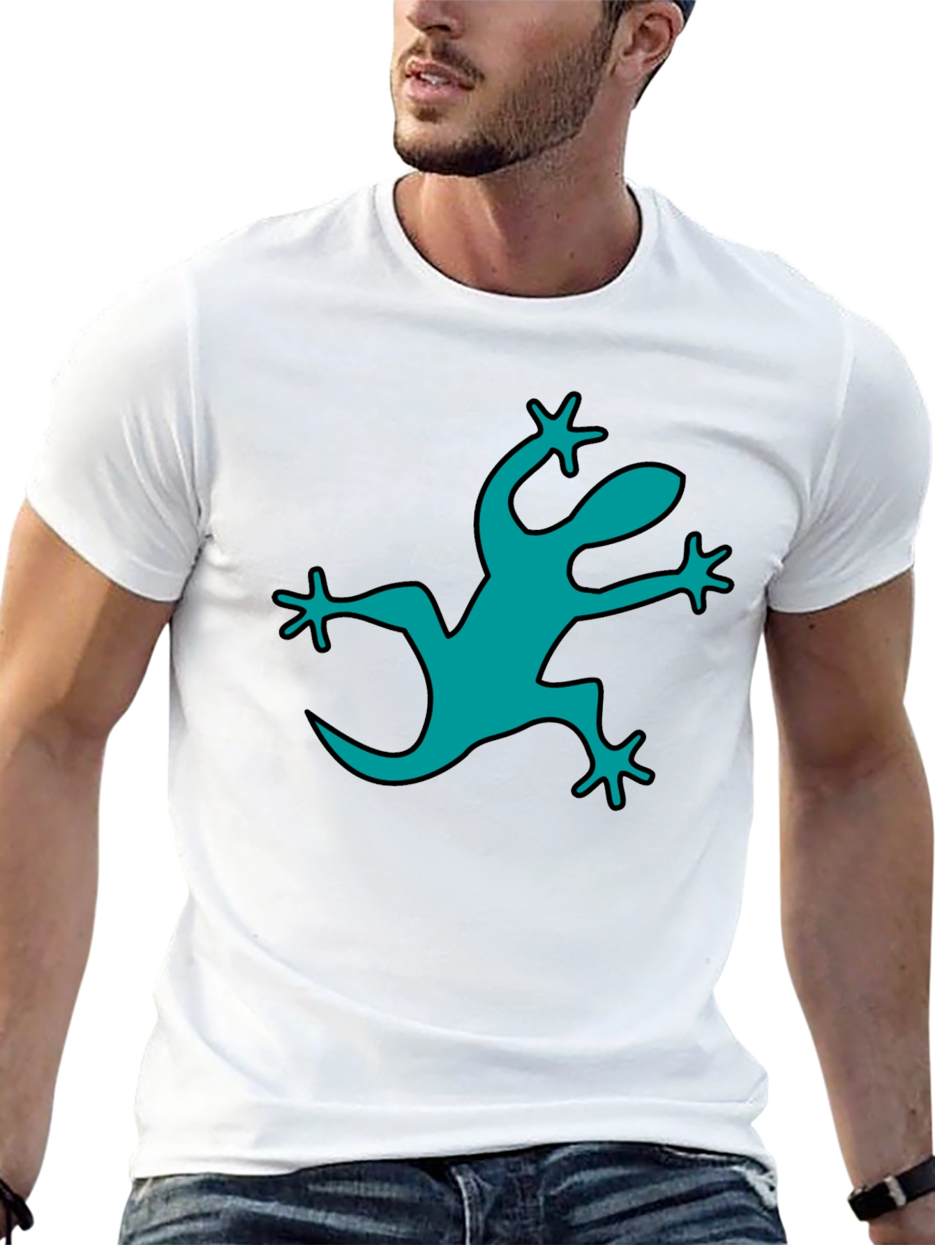 Black Cool Gecko Graphic Black T-Shirt view 13