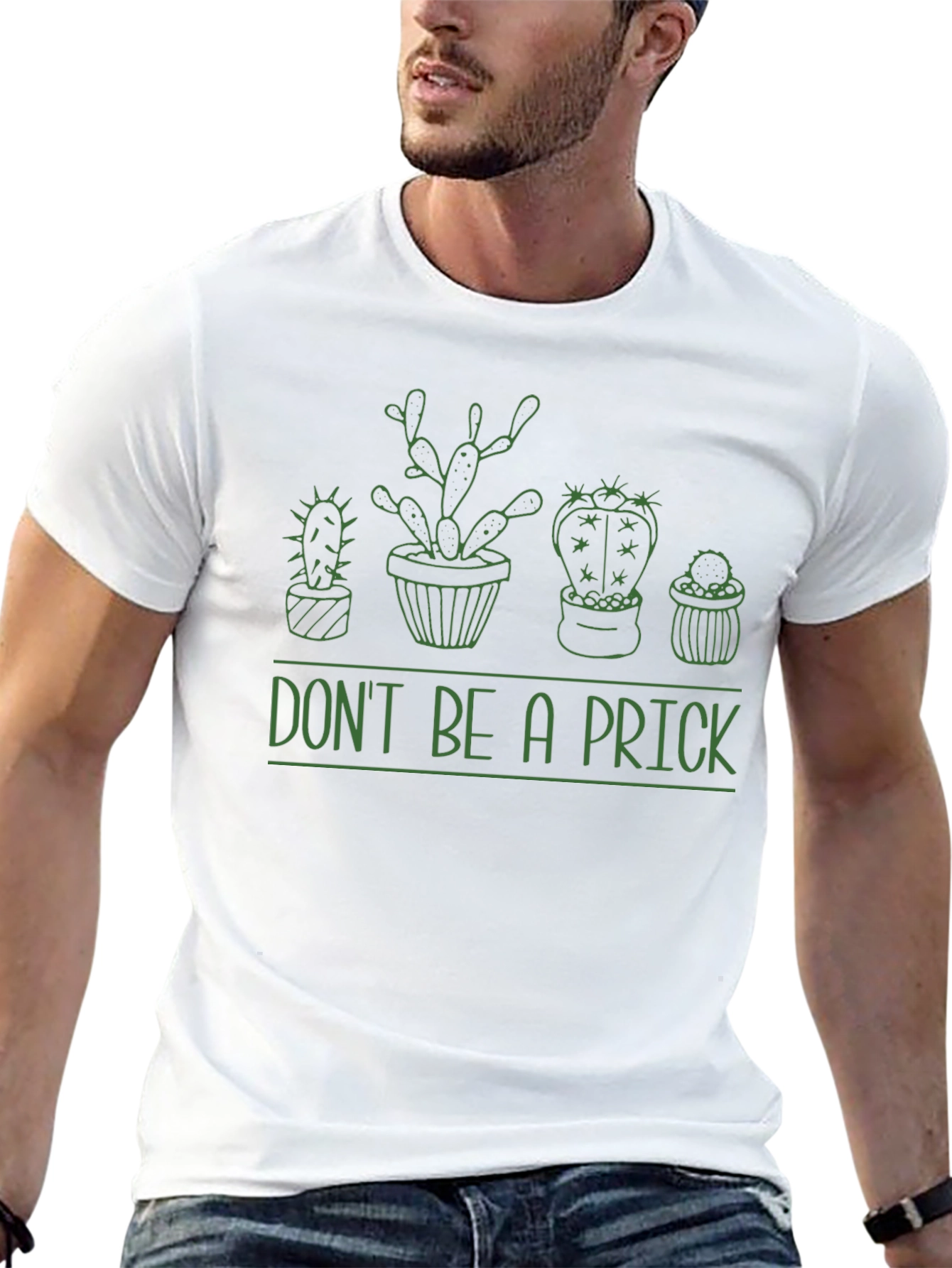 Black Don't Be a Prick Cactus Graphic Tee - Humor T-Shirt view 13