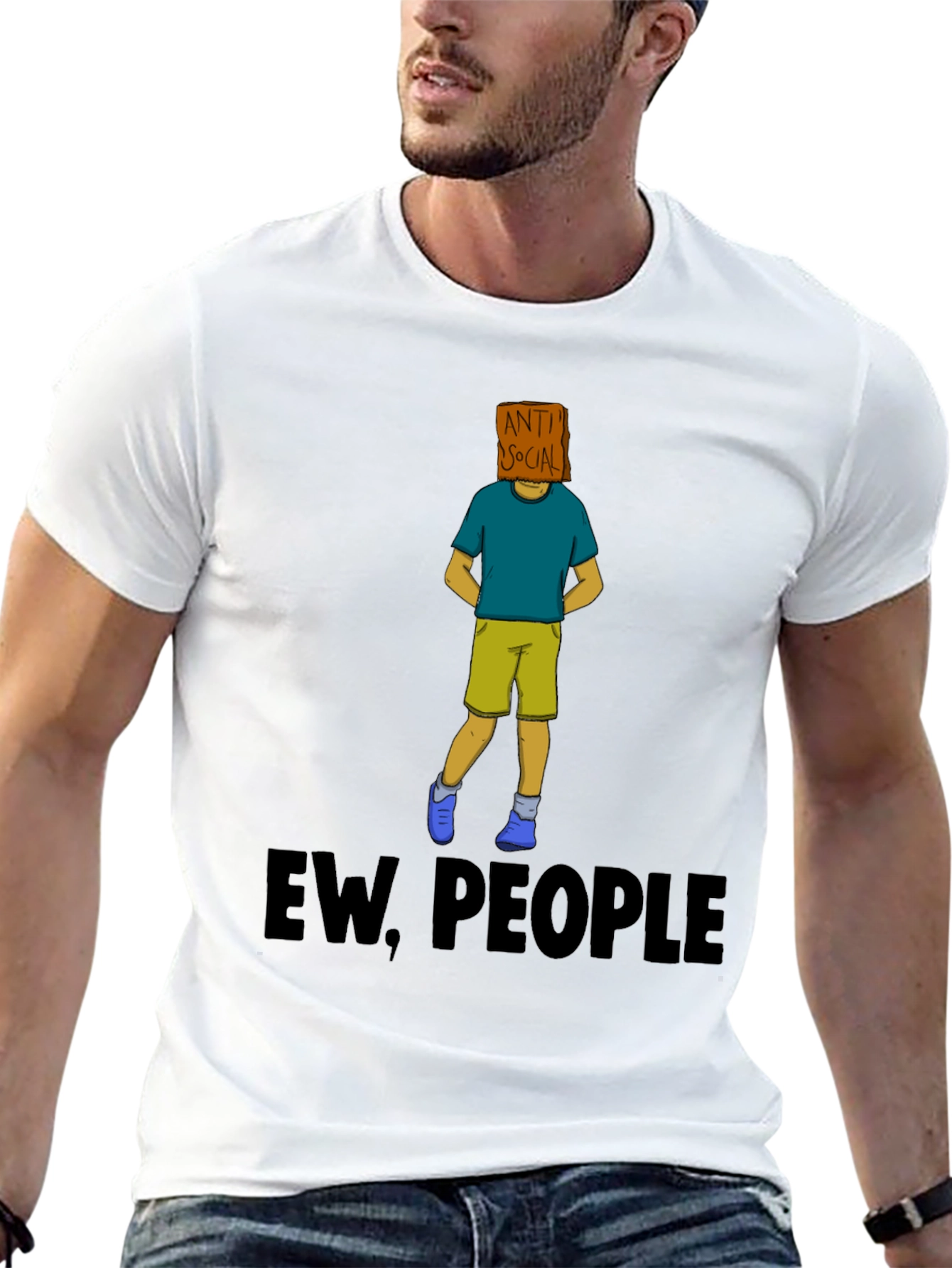 Black Anti-Social Graphic T-Shirt - "Ew, People" view 13