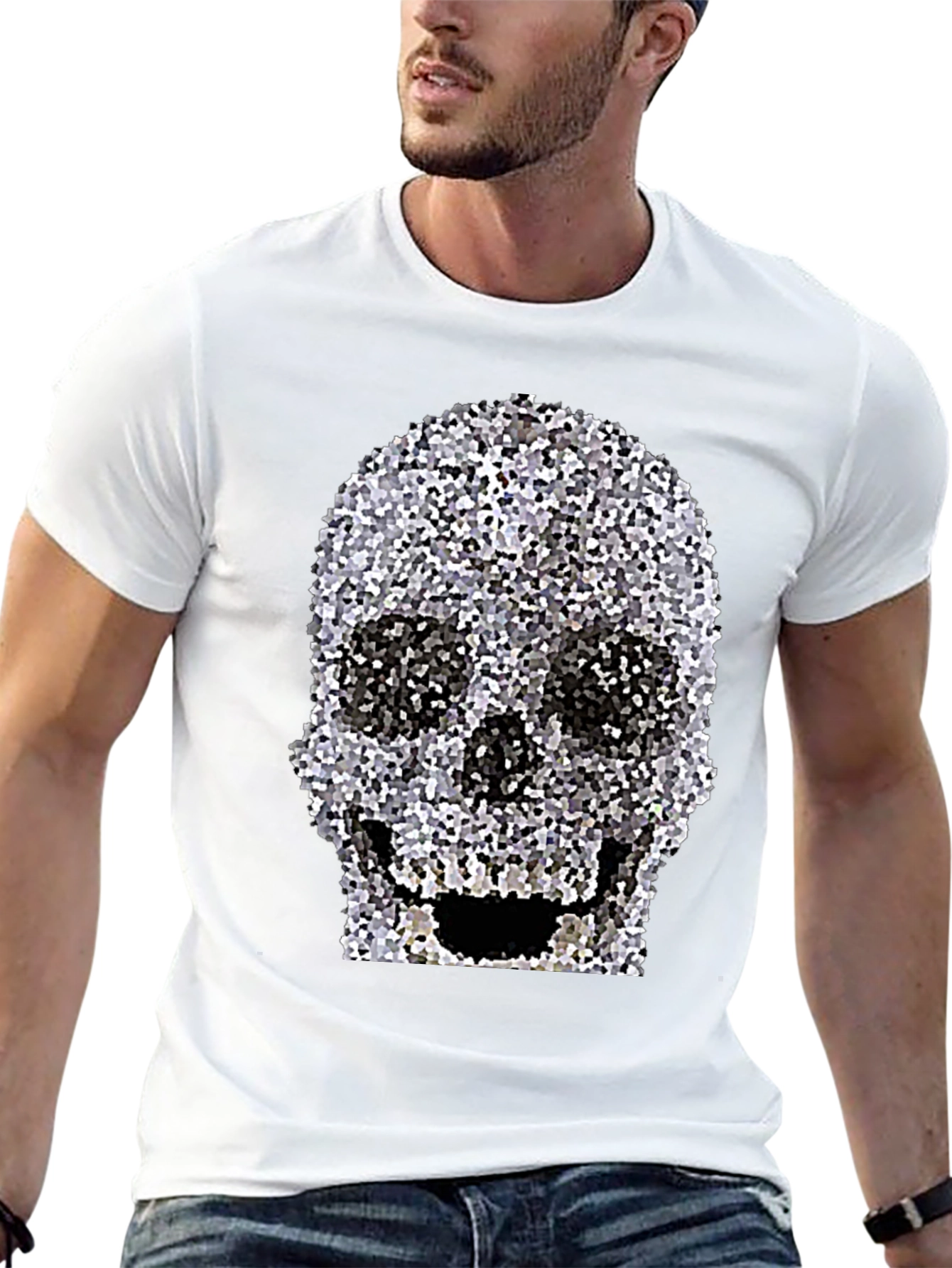 Black Skull Graphic Print T-Shirt view 13
