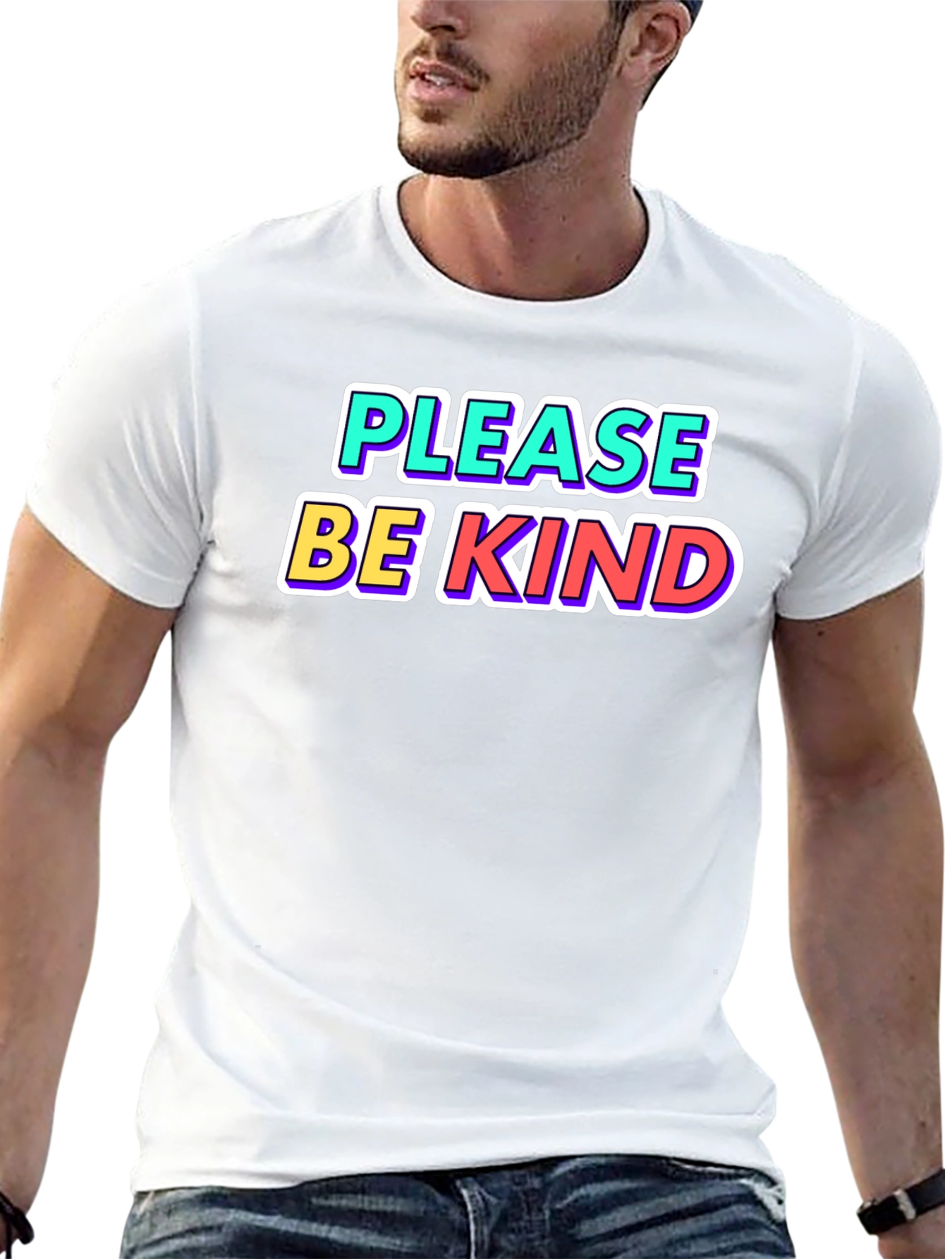 Black Please Be Kind Graphic Tee - Soft Cotton Blend T-Shirt view 13