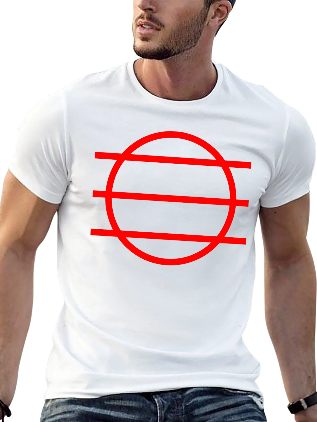 Black Geometric Circle & Line Graphic Tee - Modern Design view 13