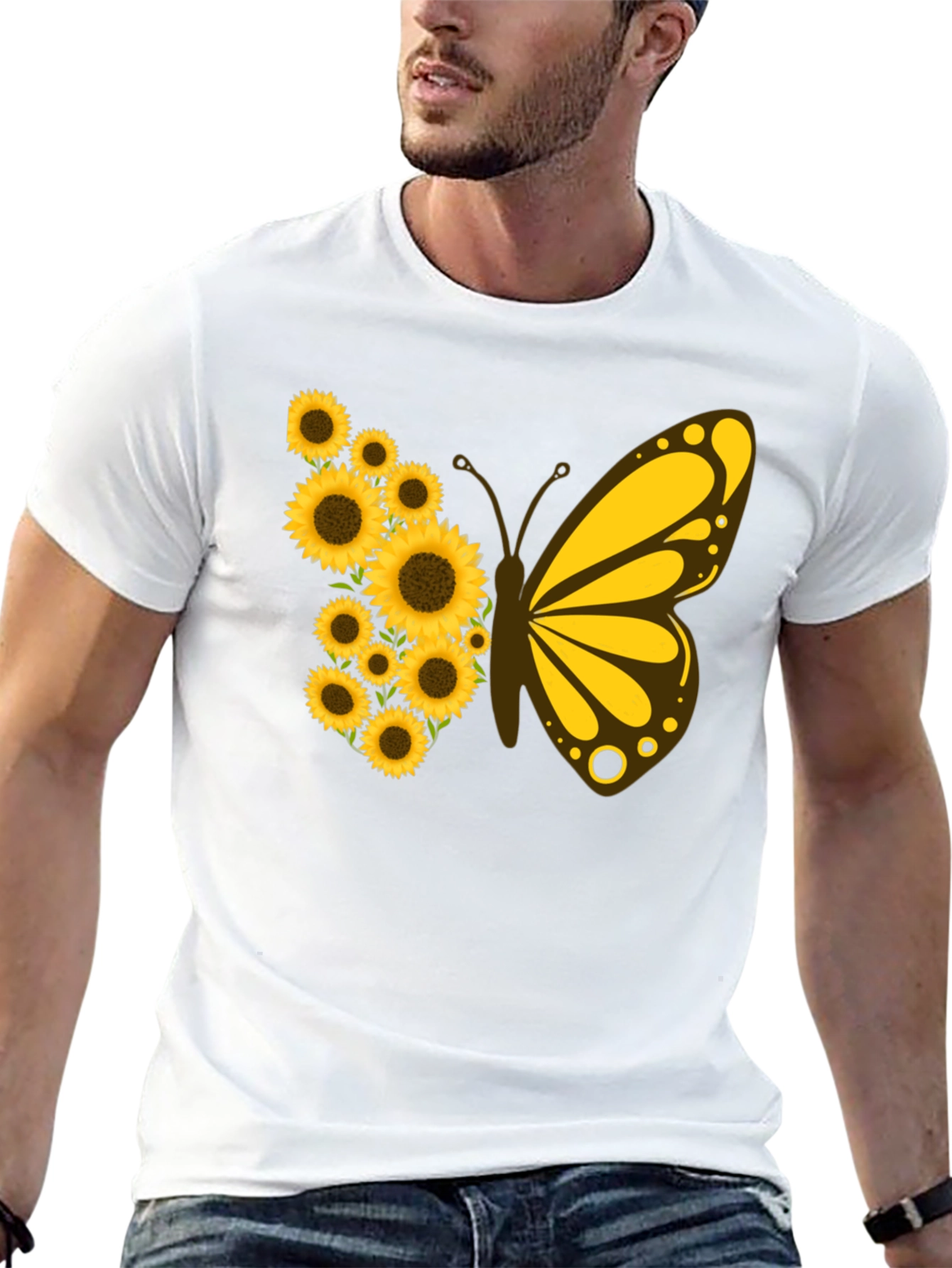Black Sunflower Butterfly Graphic Tee view 13