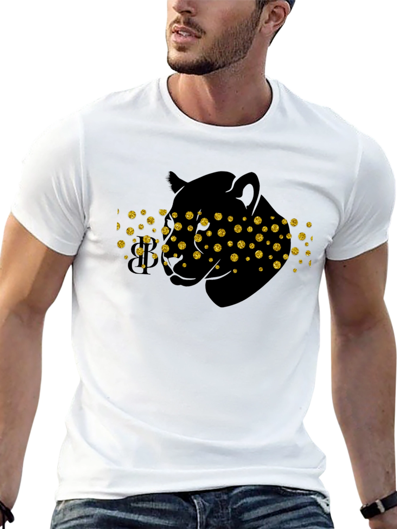 Black Black Panther Tee - Gold Glitter Eyes view 13