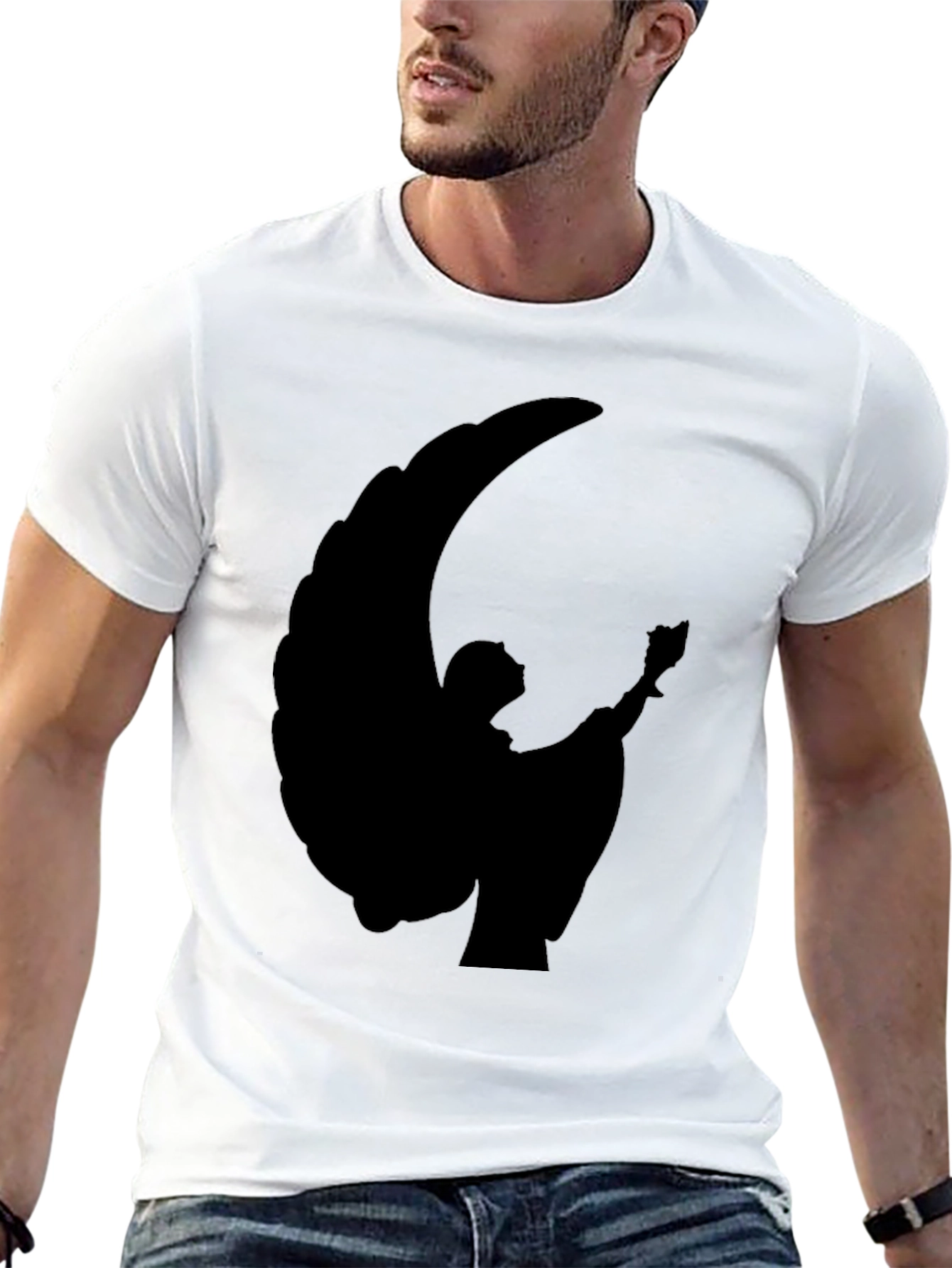 Black Angel Silhouette Black T-Shirt view 13