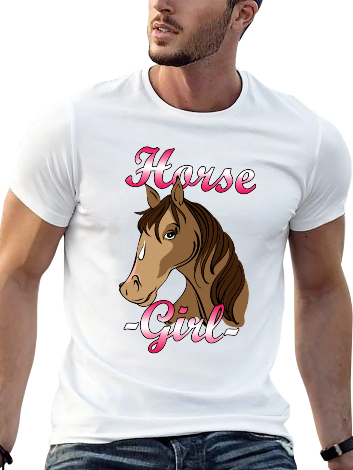 Black Horse Girl Graphic T-Shirt - Black Cotton Tee view 13