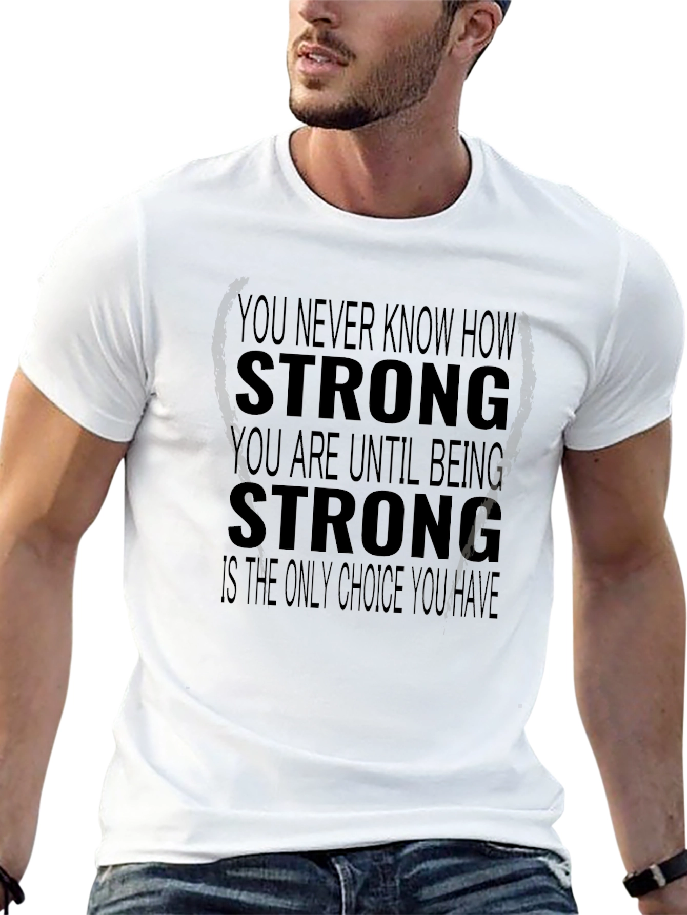 Black Inspirational Strong T-Shirt - Motivational Design view 13