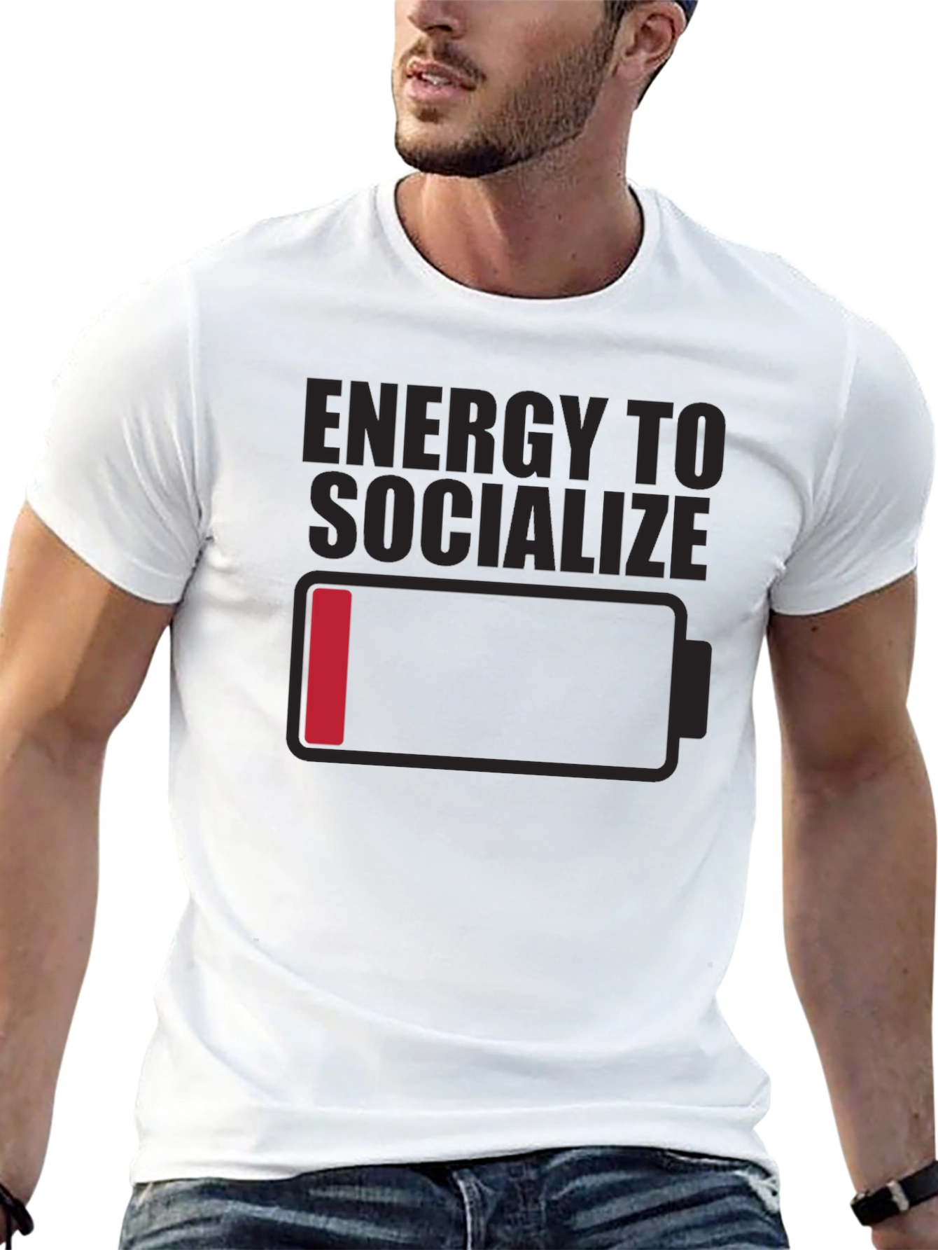Black Low Energy Socializing Humor Graphic Tee view 13