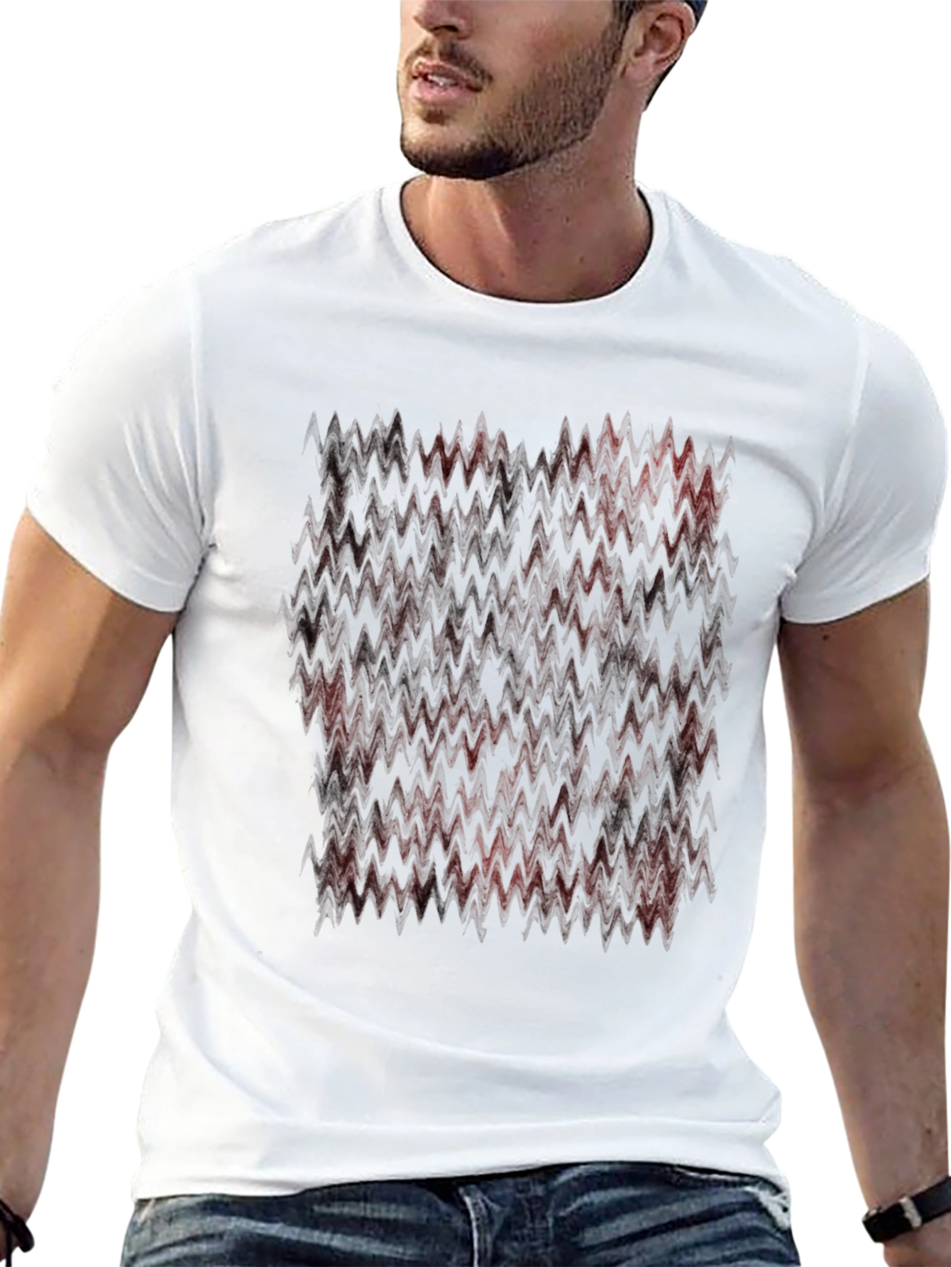 Black Abstract Pattern Black T-Shirt view 13