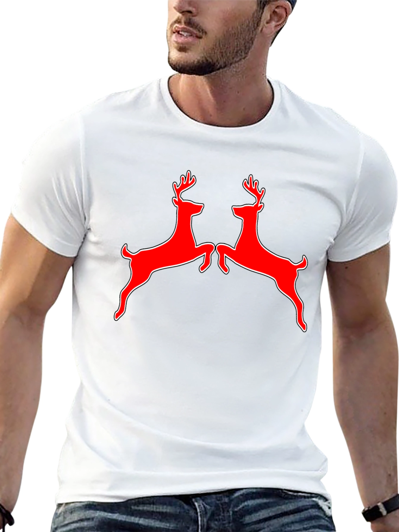 Black Red Deer Graphic Tee - Black Cotton Shirt view 13