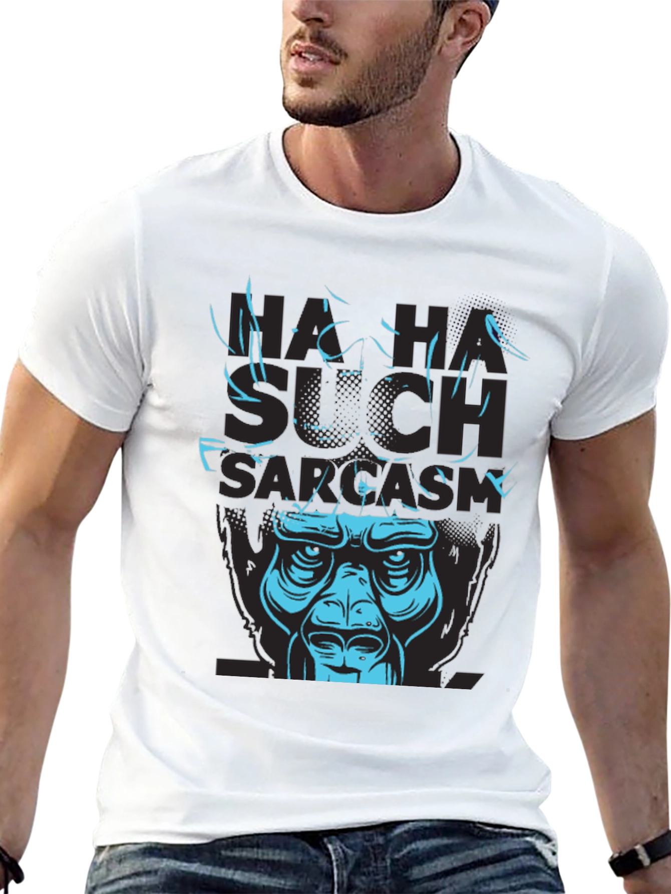 Black Sarcastic Gorilla Graphic Tee - Men's Black T-Shirt view 13