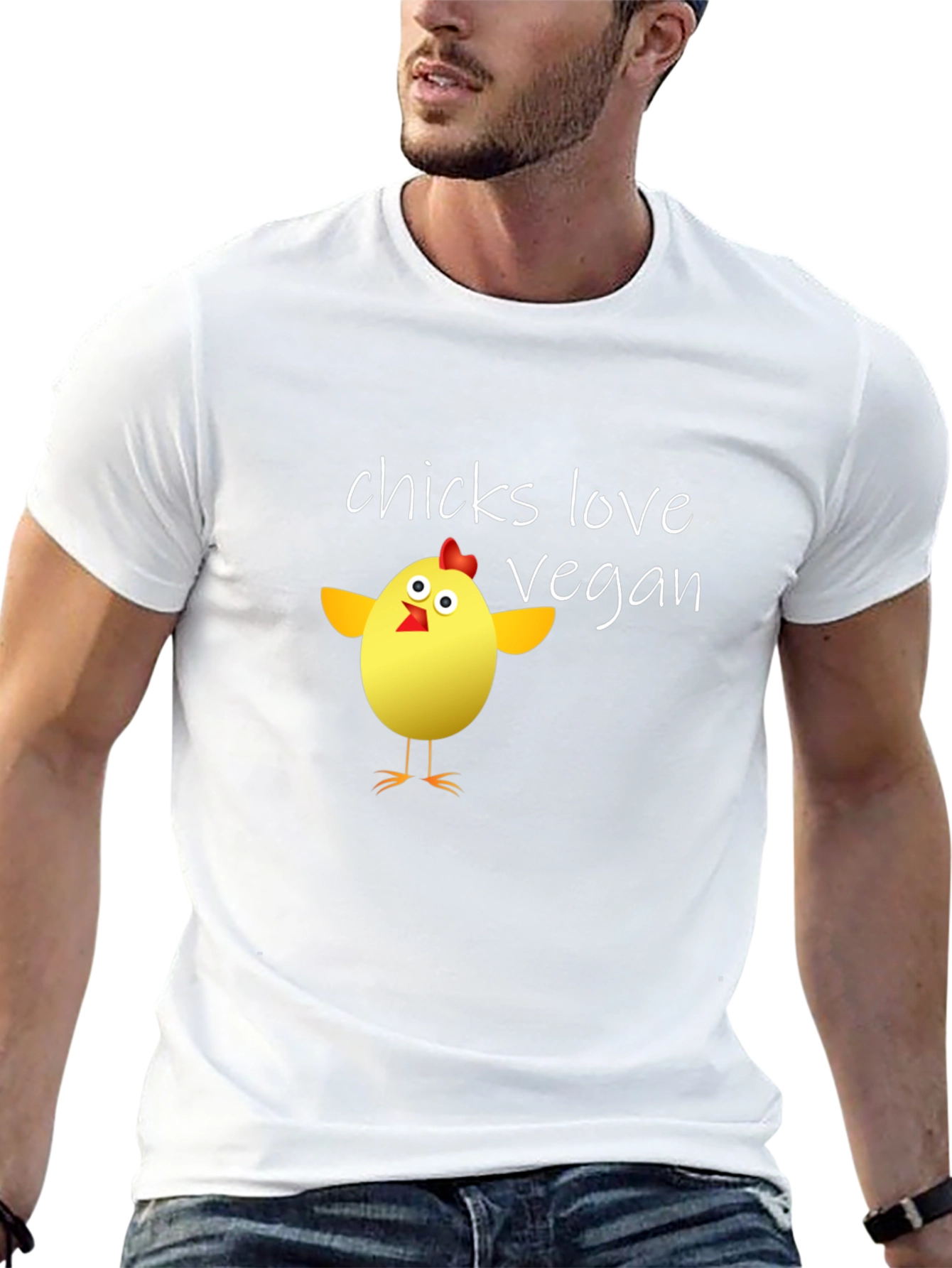 Black Vegan Chicken T-Shirt - Chicks Love Vegan view 13