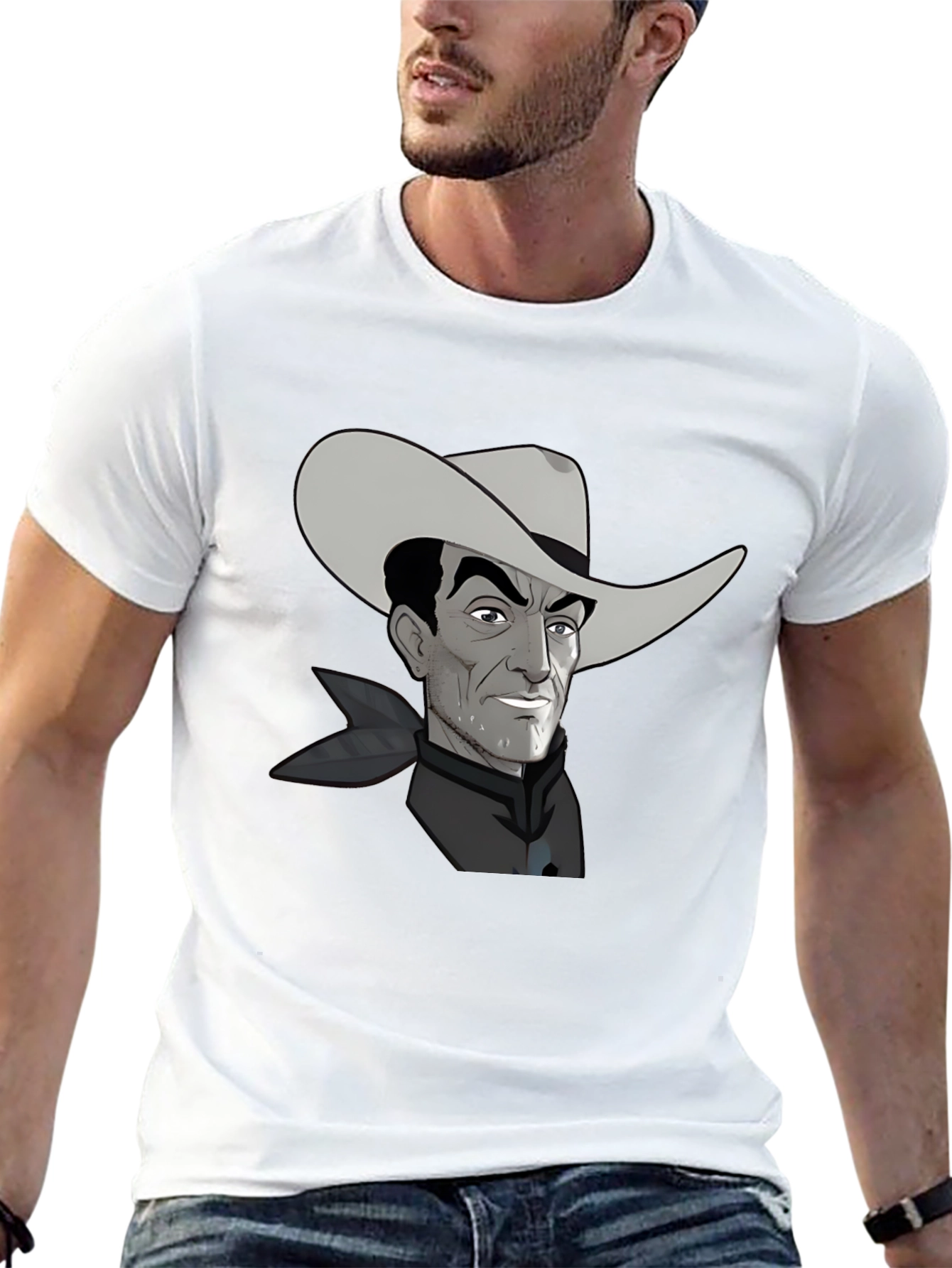Black Retro Cartoon Cowboy Graphic Tee view 13