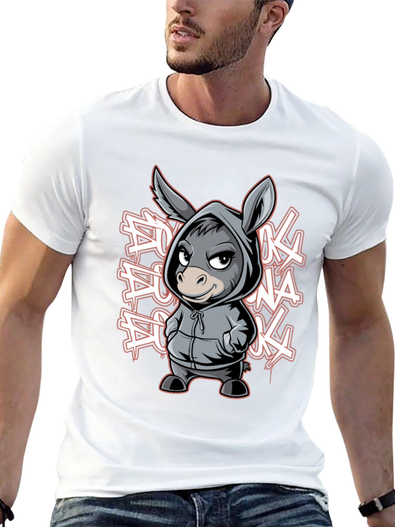 Black Hoodie Donkey Graphic Tee view 13