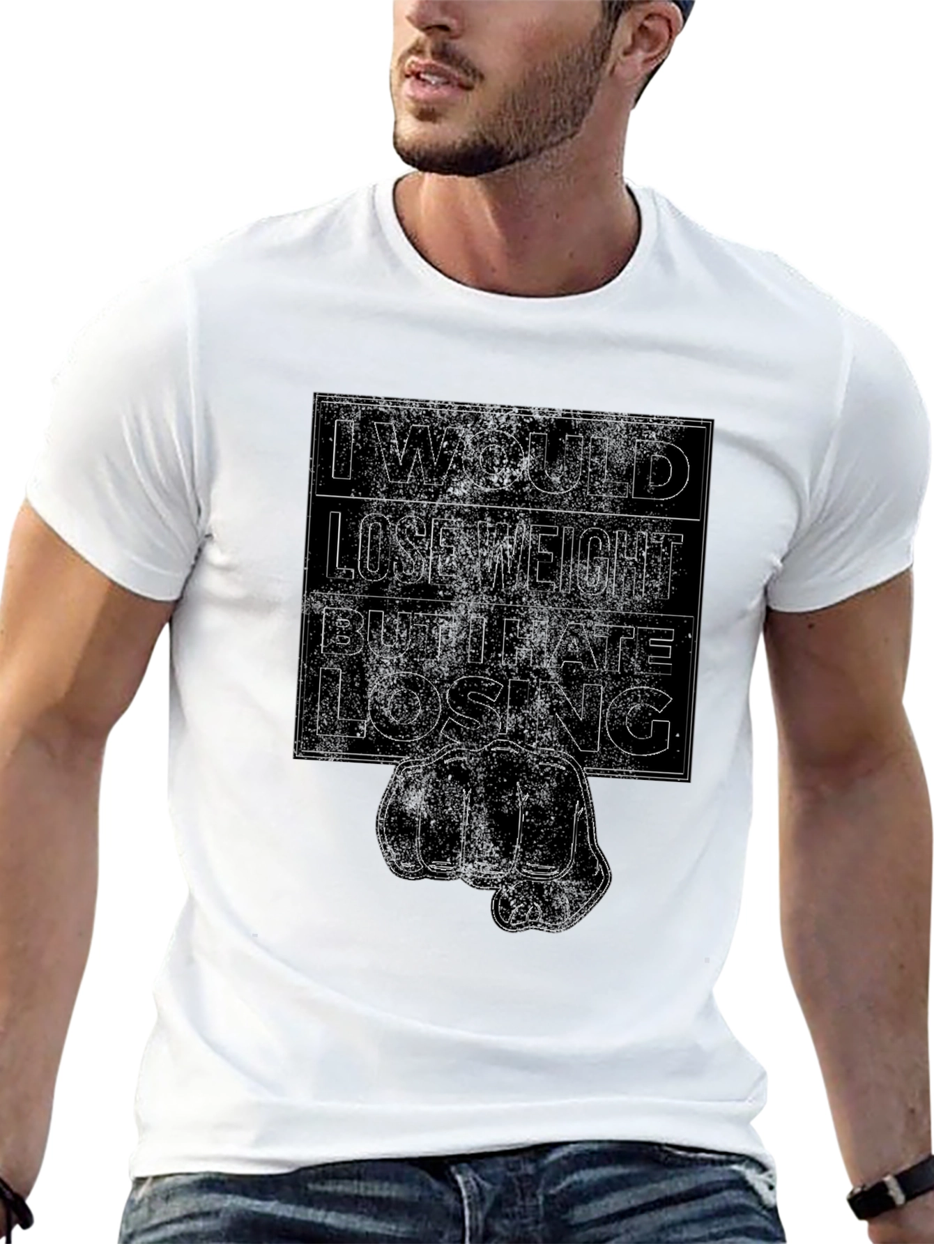 Black Funny 'I Hate Losing' Graphic T-Shirt - Black view 13