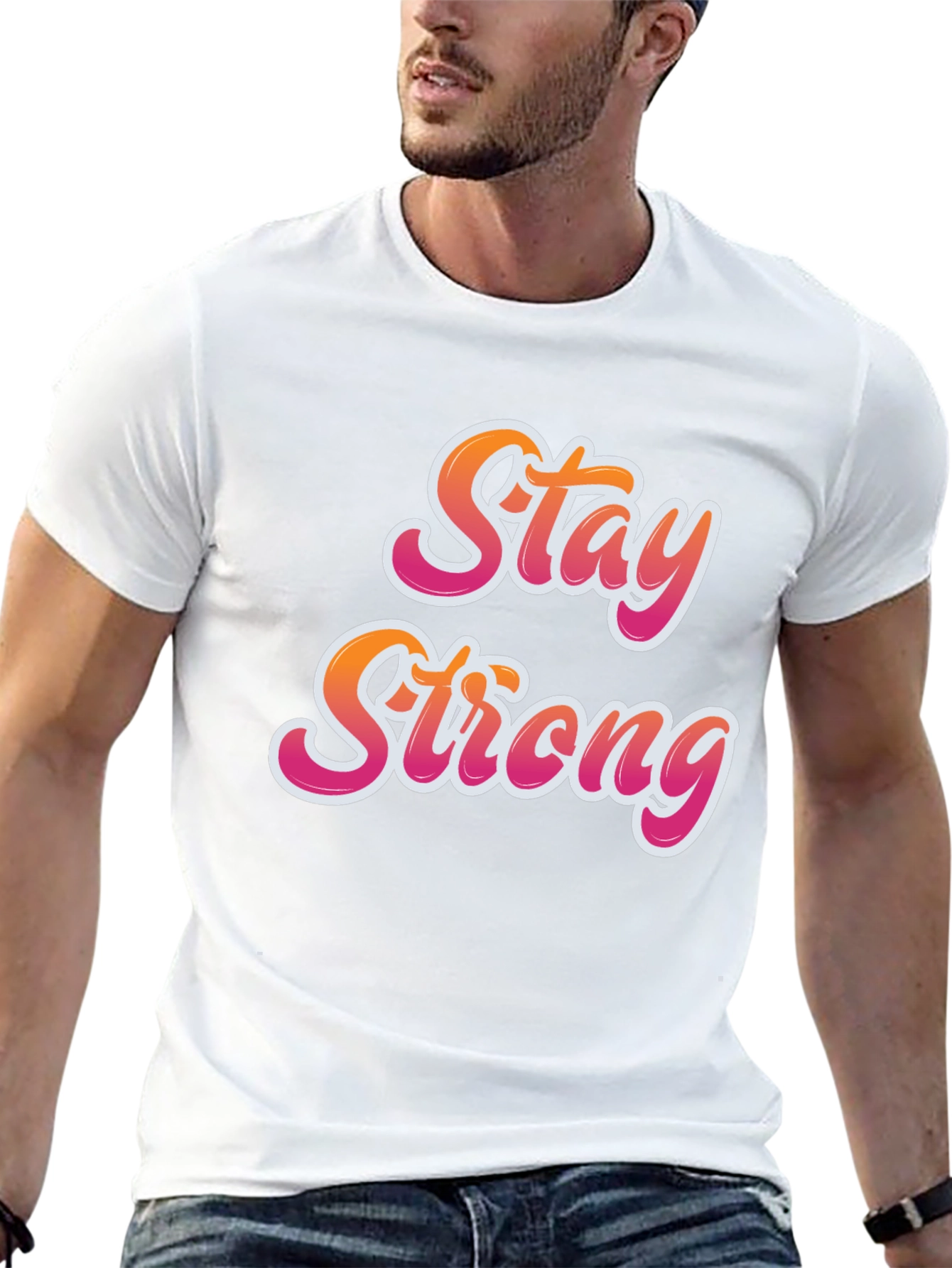 Black Stay Strong Graphic Tee - Black Cotton Comfort view 13
