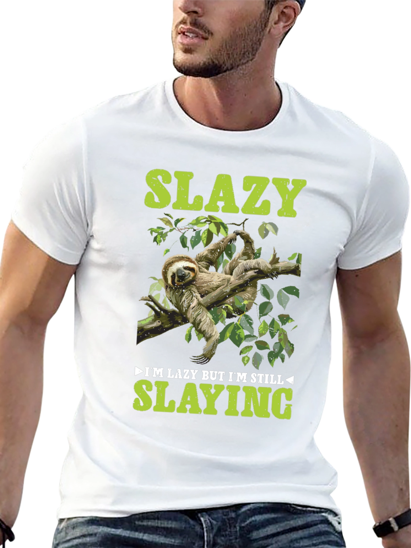 Black Slazy Sloth T-Shirt - Lazy But Still Slaying view 13
