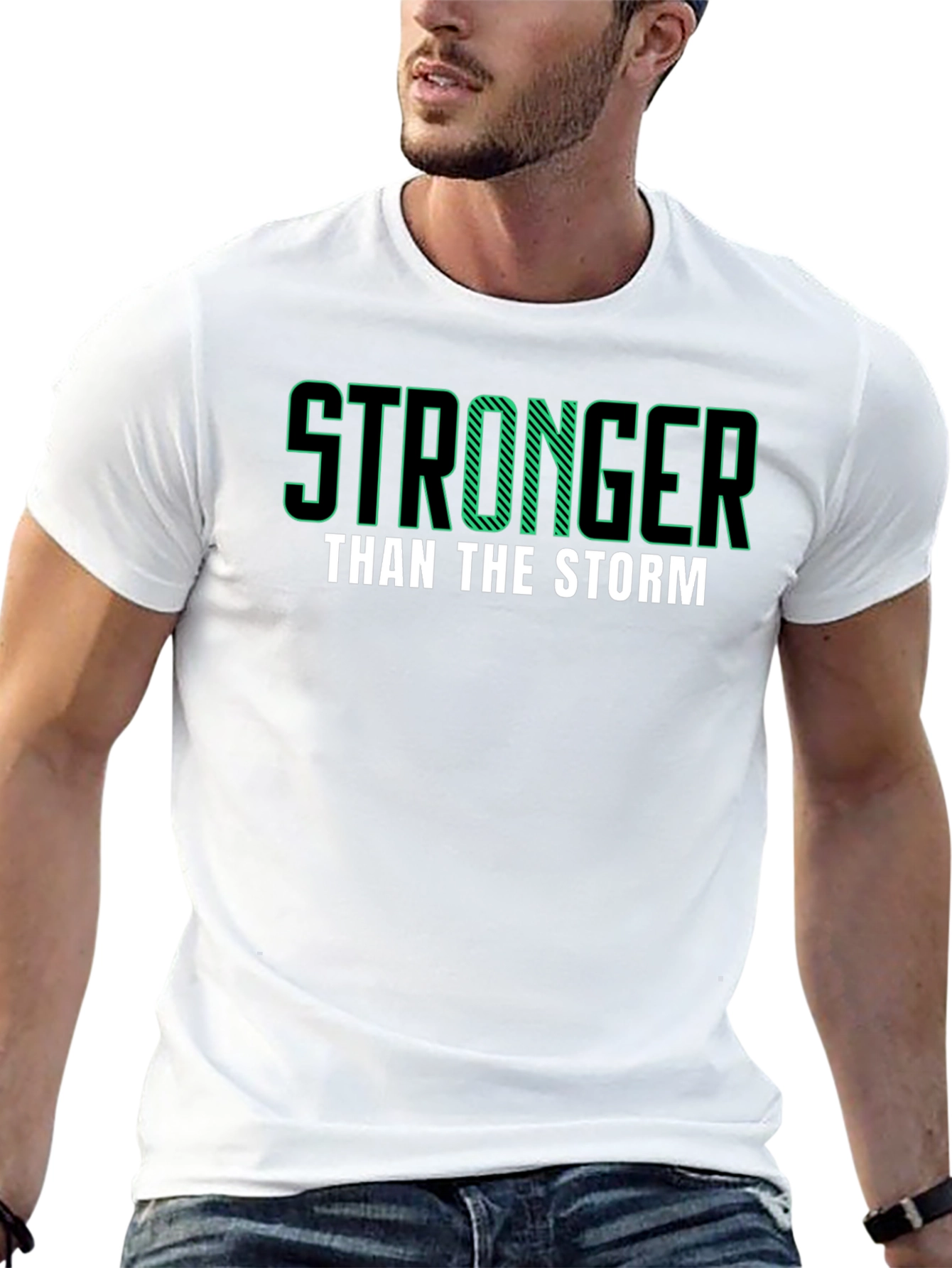 Black Stronger Than The Storm Graphic Tee view 13