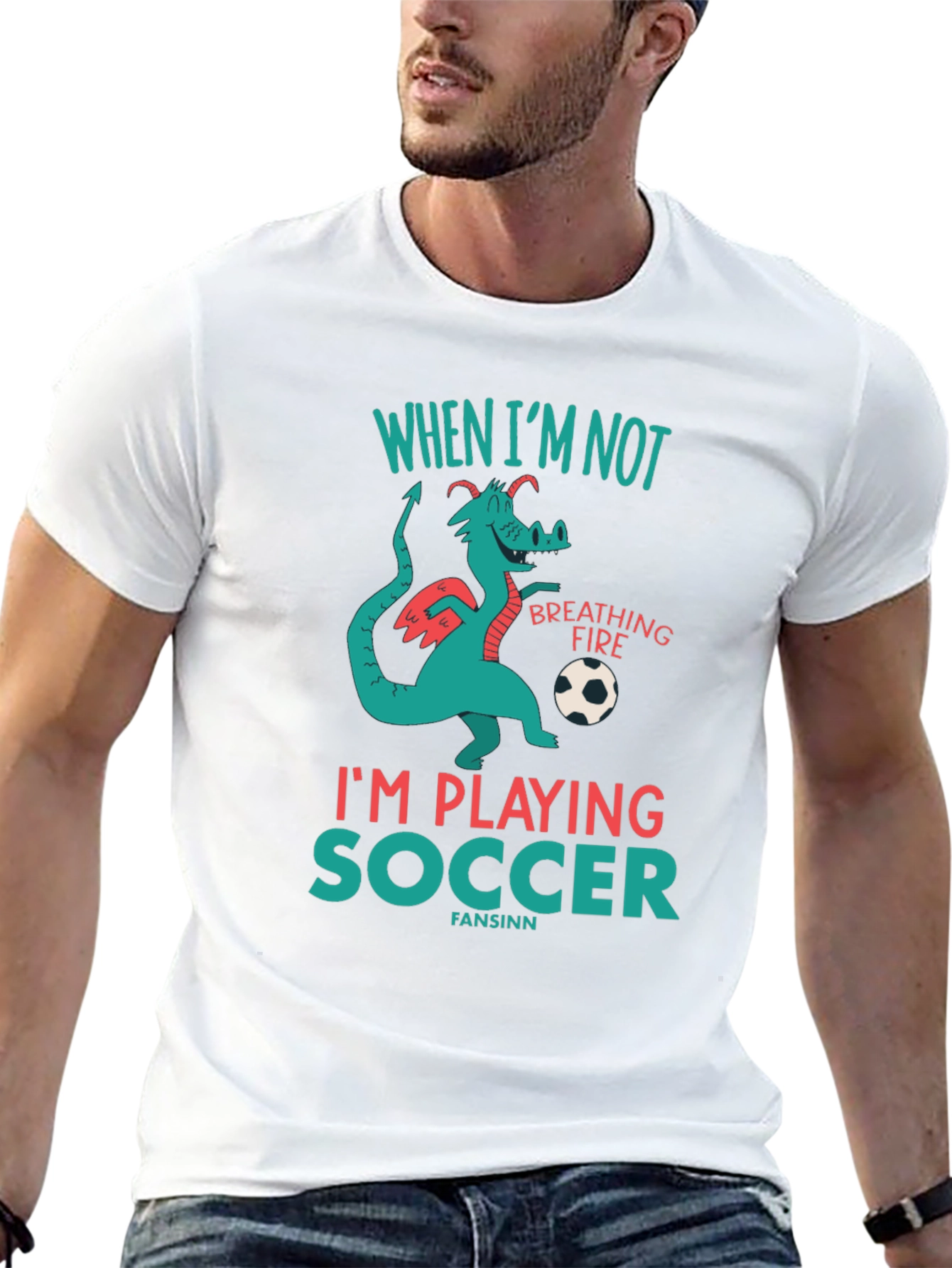 Black Dragon Soccer T-Shirt - Playful Graphic Tee view 13