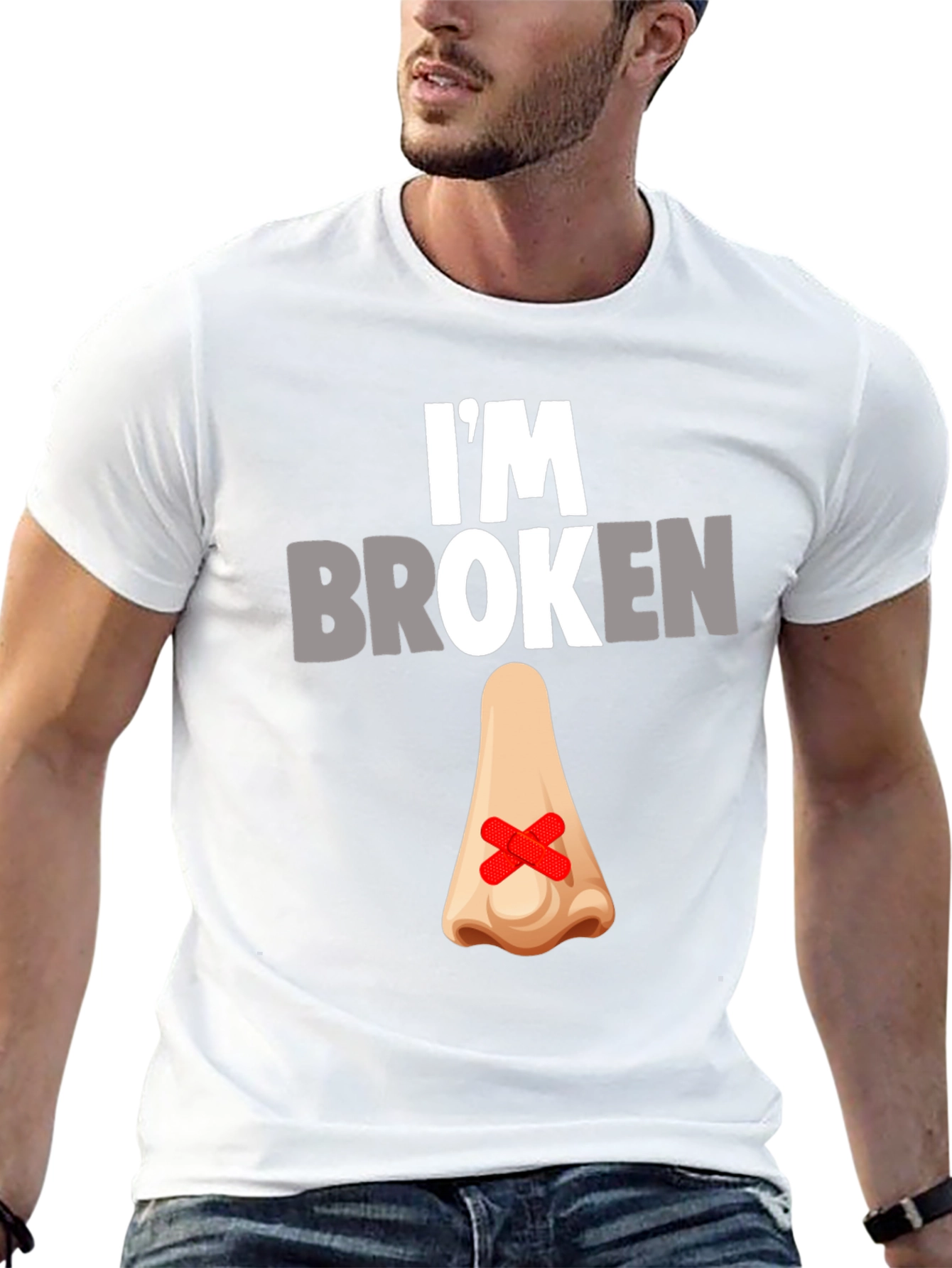 Black I'm Broken Nose T-Shirt - Novelty Graphic Tee view 13