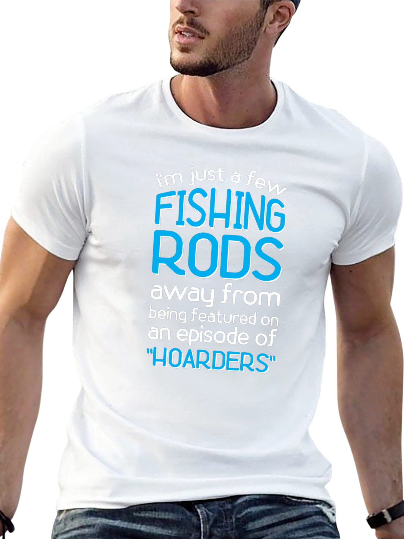 Black Funny Fishing Rods Hoarders T-Shirt view 13