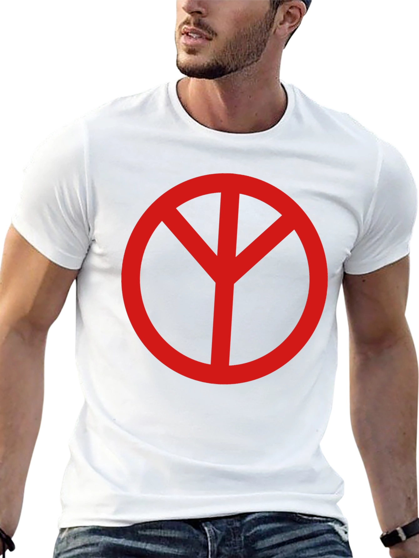 Black Peace Symbol Graphic Tee - Unisex Black T-Shirt view 13