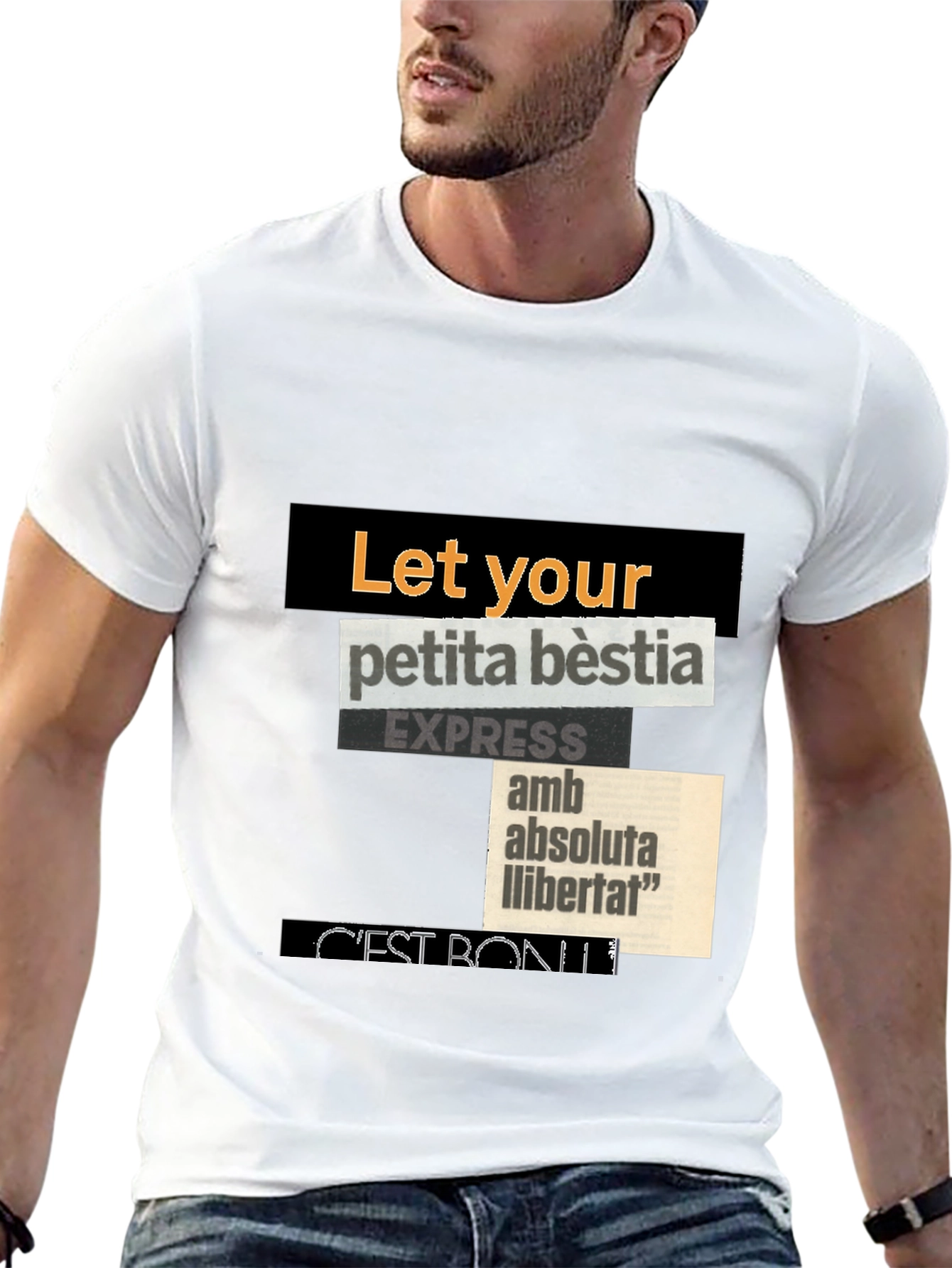 Black Abstract Collage Graphic T-Shirt view 13