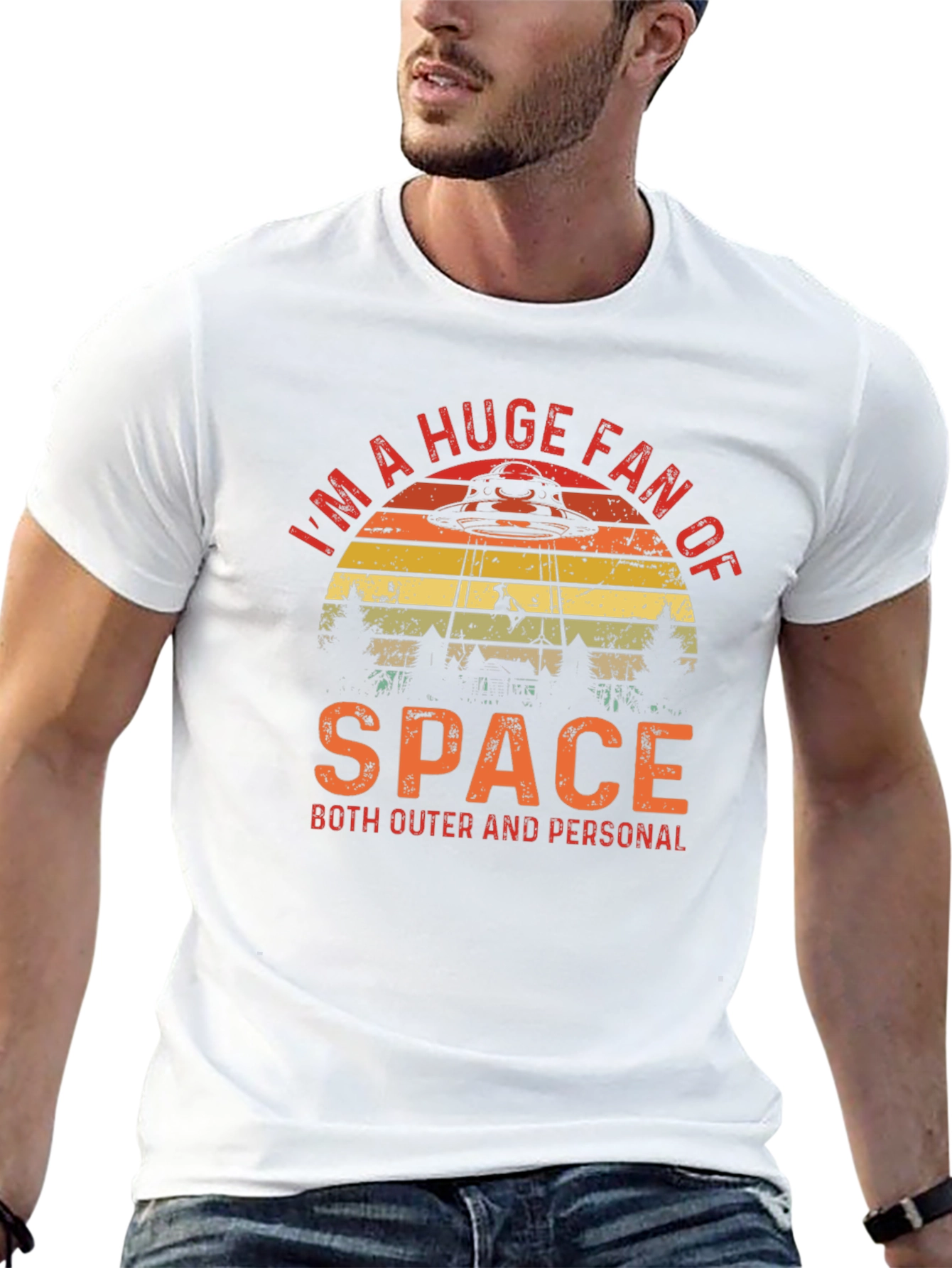 Black Huge Fan of Space UFO T-Shirt view 13